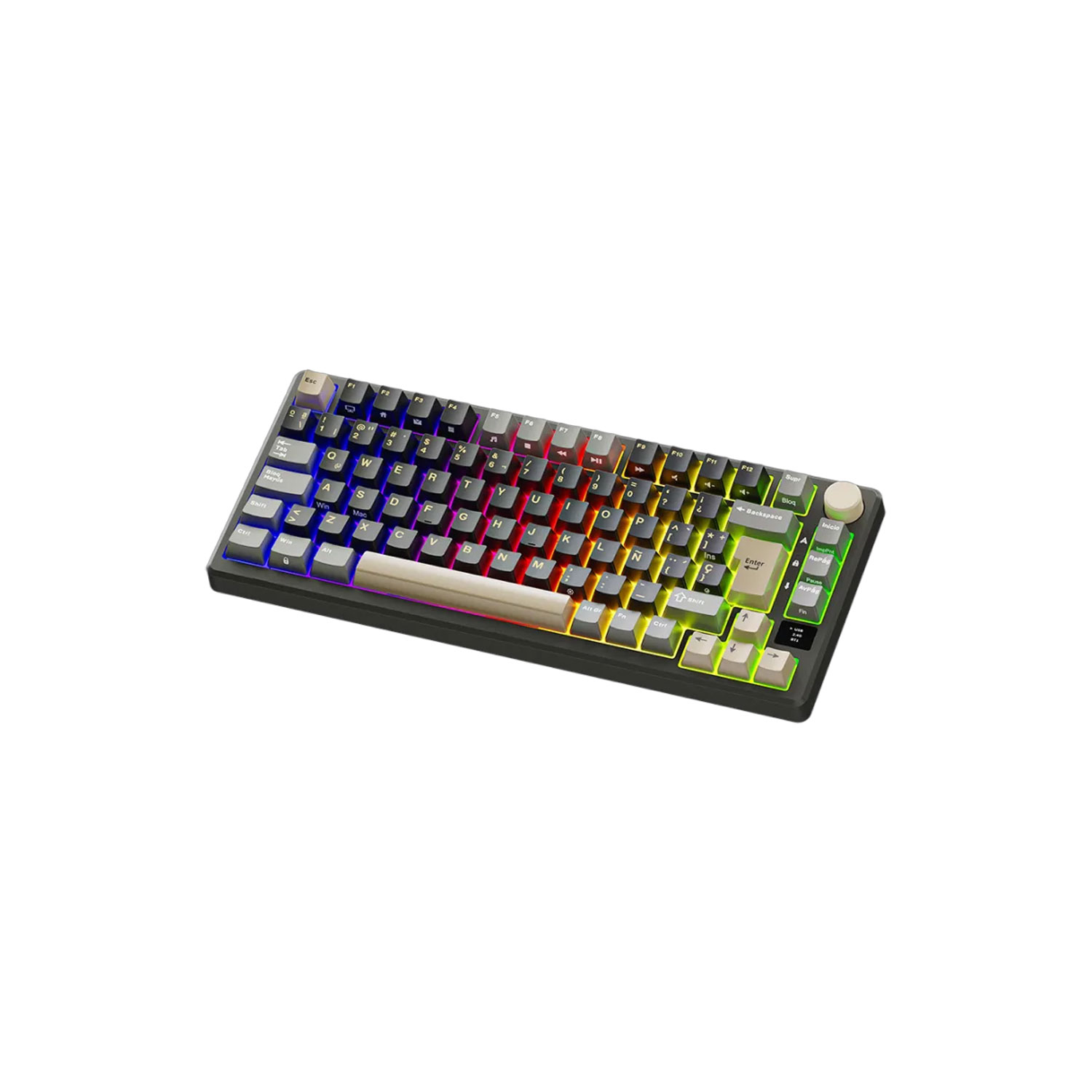 TECLADO GAMER ROYAL KLUDGE RK M75 INALÁMBRICO SP PHANTOM K SWITCH SILVER - 3