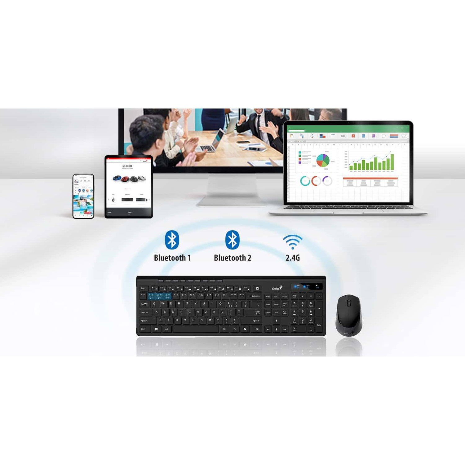 KIT TECLADO + MOUSE GENIUS SLIMSTAR 8230 INALÁMBRICO BLUETOOTH ESPAÑOL NEGRO - 4