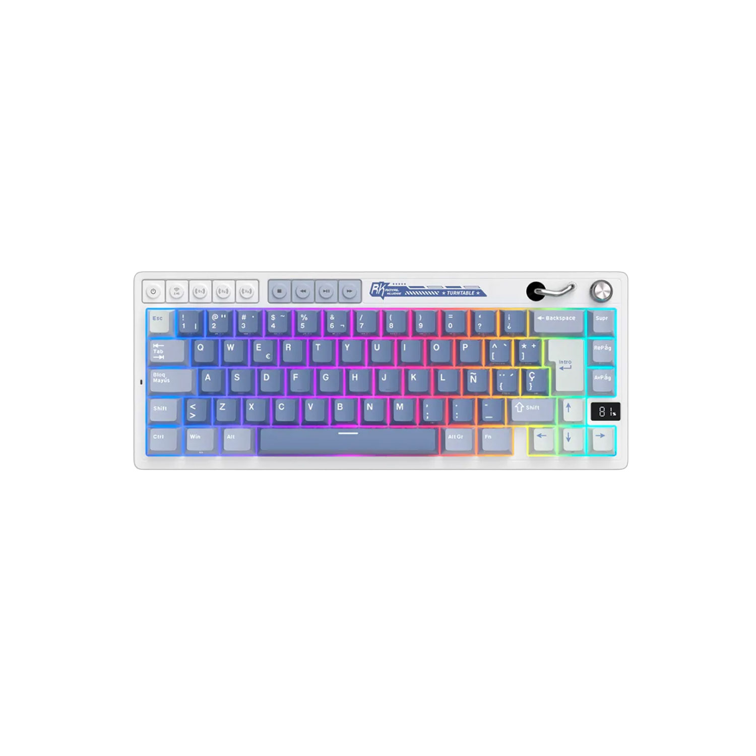 TECLADO GAMER ROYAL KLUDGE RK M65 INALÁMBRICO OCEAN BLUE SWITCH CREAMY - 1