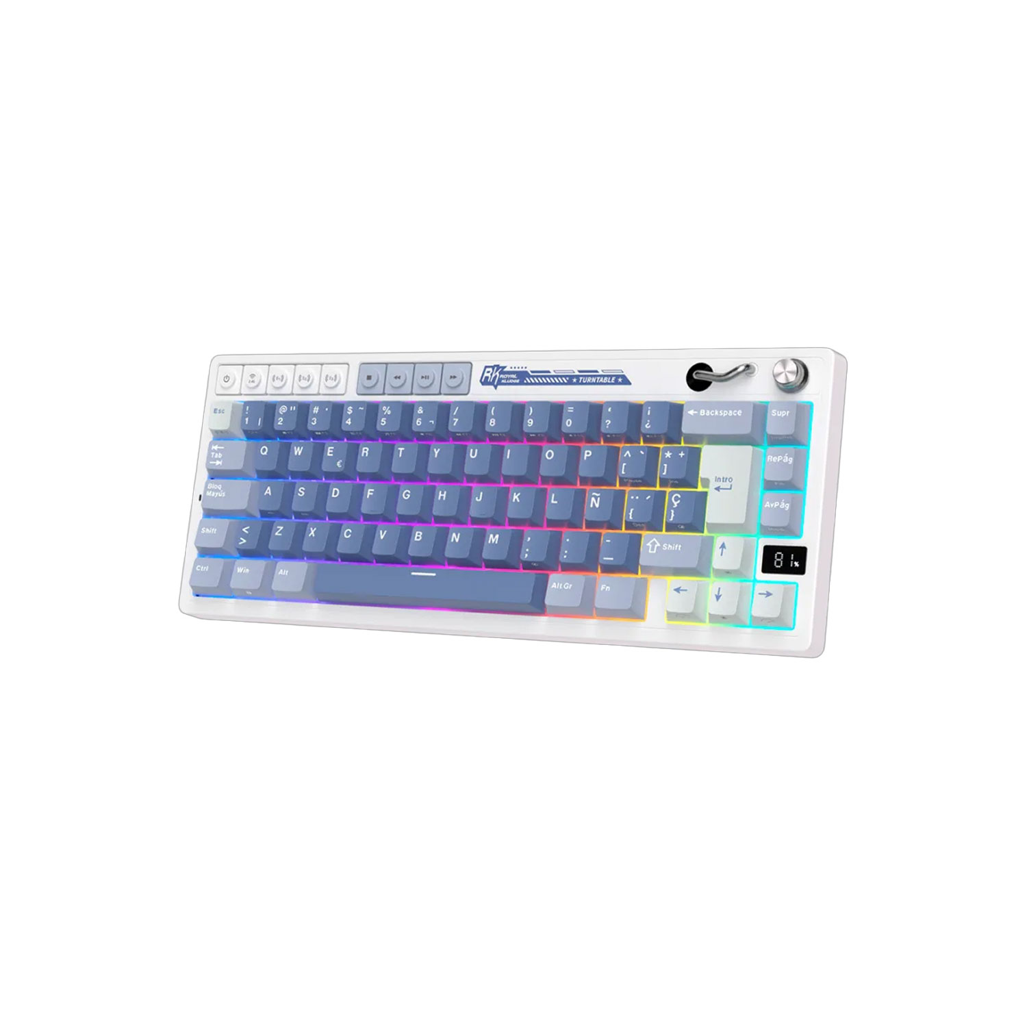 TECLADO GAMER ROYAL KLUDGE RK M65 INALÁMBRICO OCEAN BLUE SWITCH CREAMY - 3