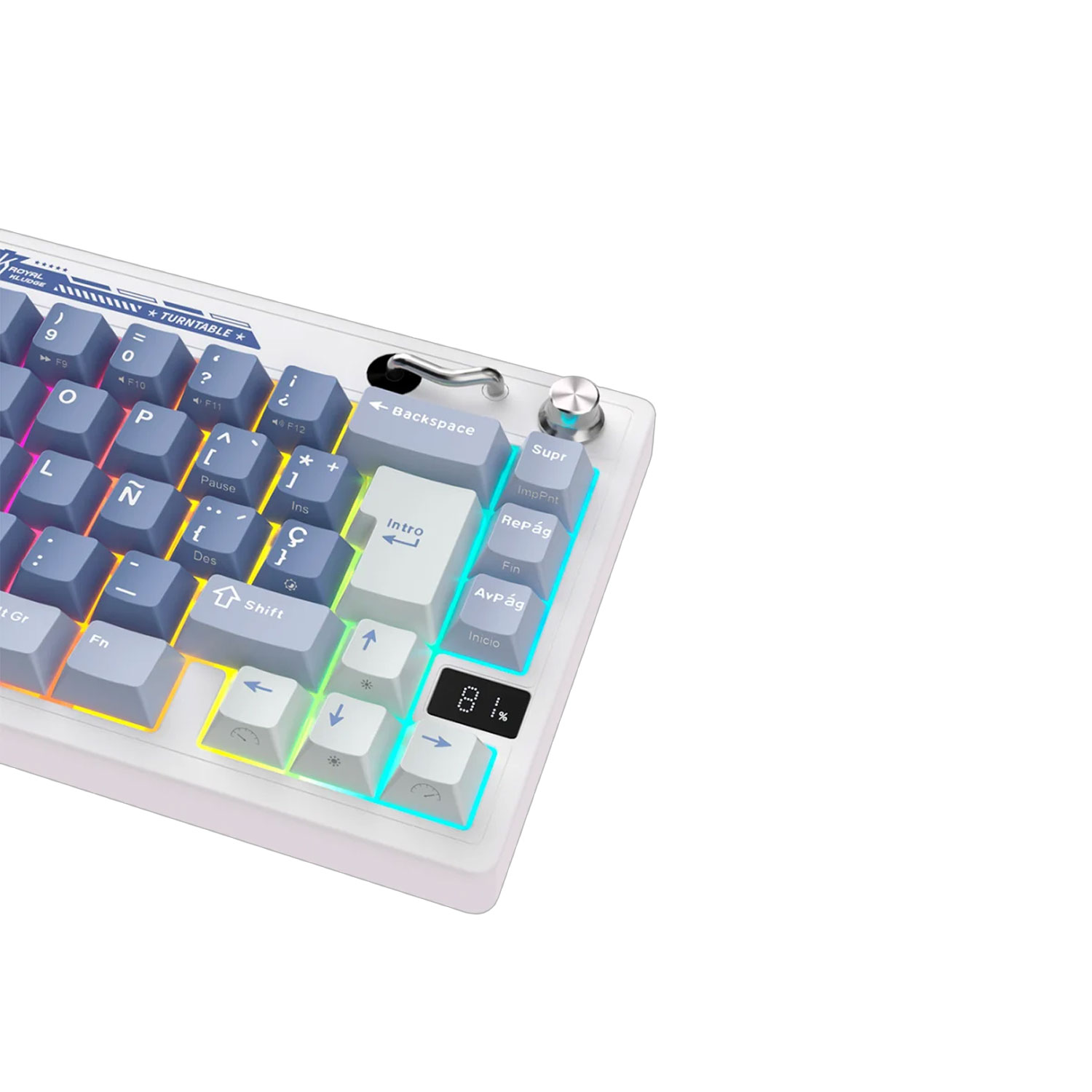 TECLADO GAMER ROYAL KLUDGE RK M65 INALÁMBRICO OCEAN BLUE SWITCH CREAMY - 4