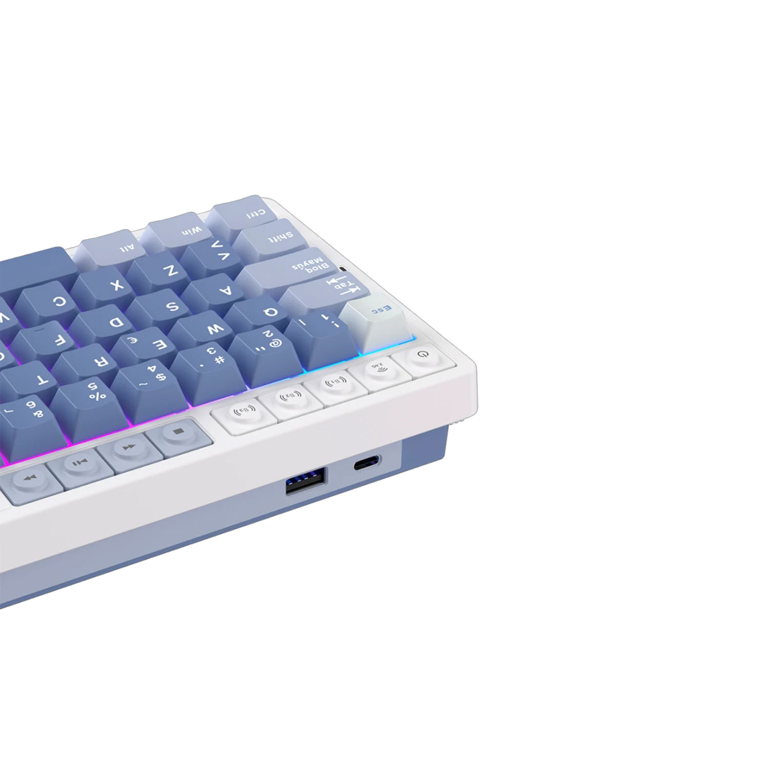 TECLADO GAMER ROYAL KLUDGE RK M65 INALÁMBRICO OCEAN BLUE SWITCH CREAMY - 5