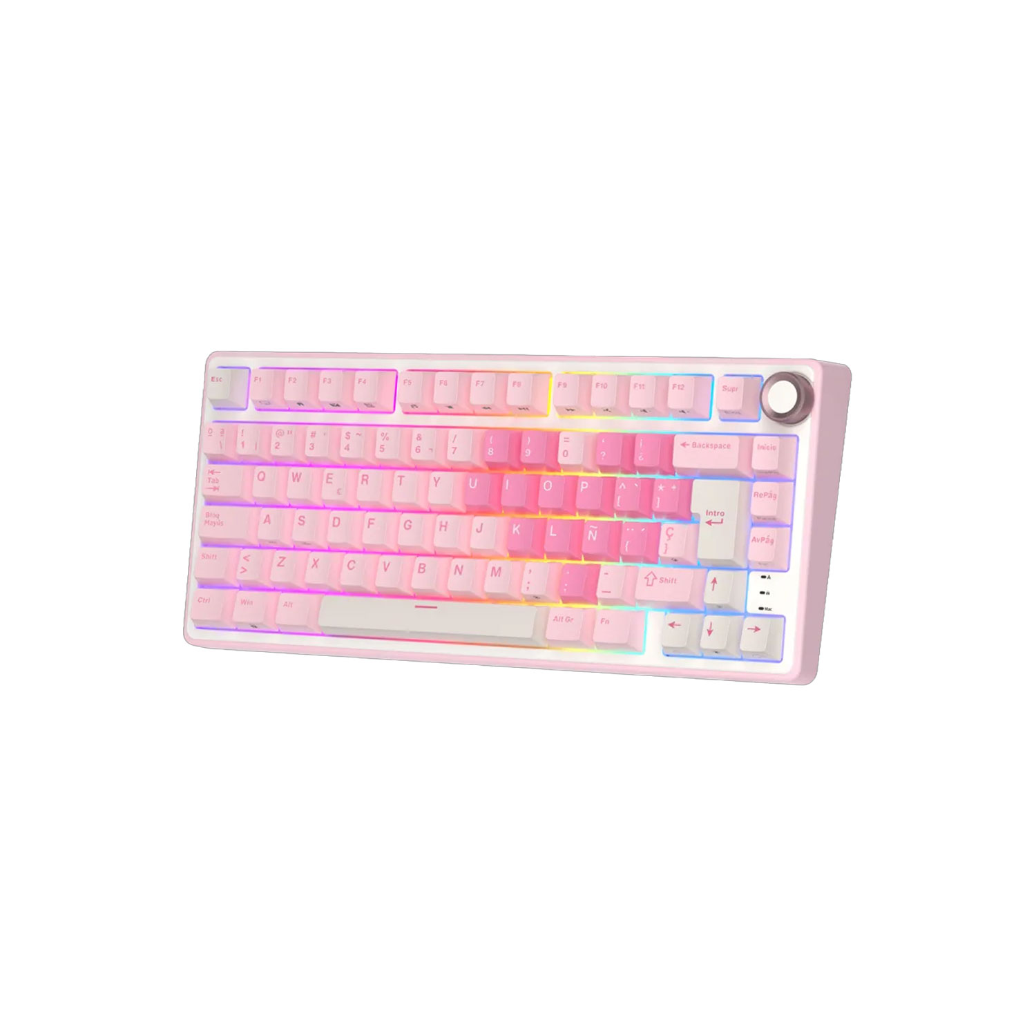 TECLADO GAMER ROYAL KLUDGE RK R75 CABLEADO SP PINK MELODY SWITCH CREAMY - 1