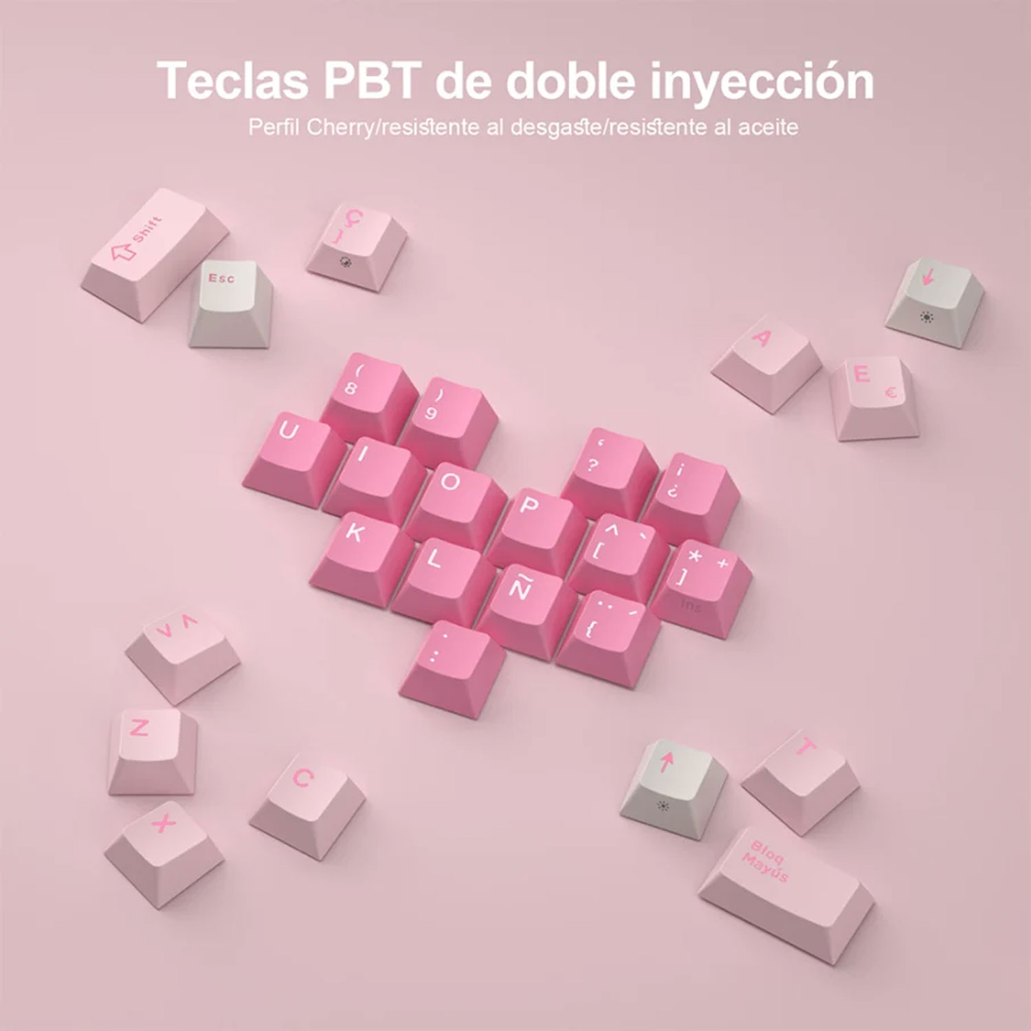 TECLADO GAMER ROYAL KLUDGE RK R75 CABLEADO SP PINK MELODY SWITCH CREAMY - 2