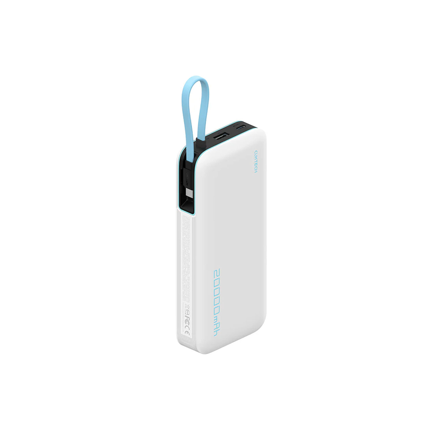 POWER BANK CUKTECH CP24 10000MAH 40W CON CABLE INTEGRADO CARGA RÁPIDA BLANCO - 1