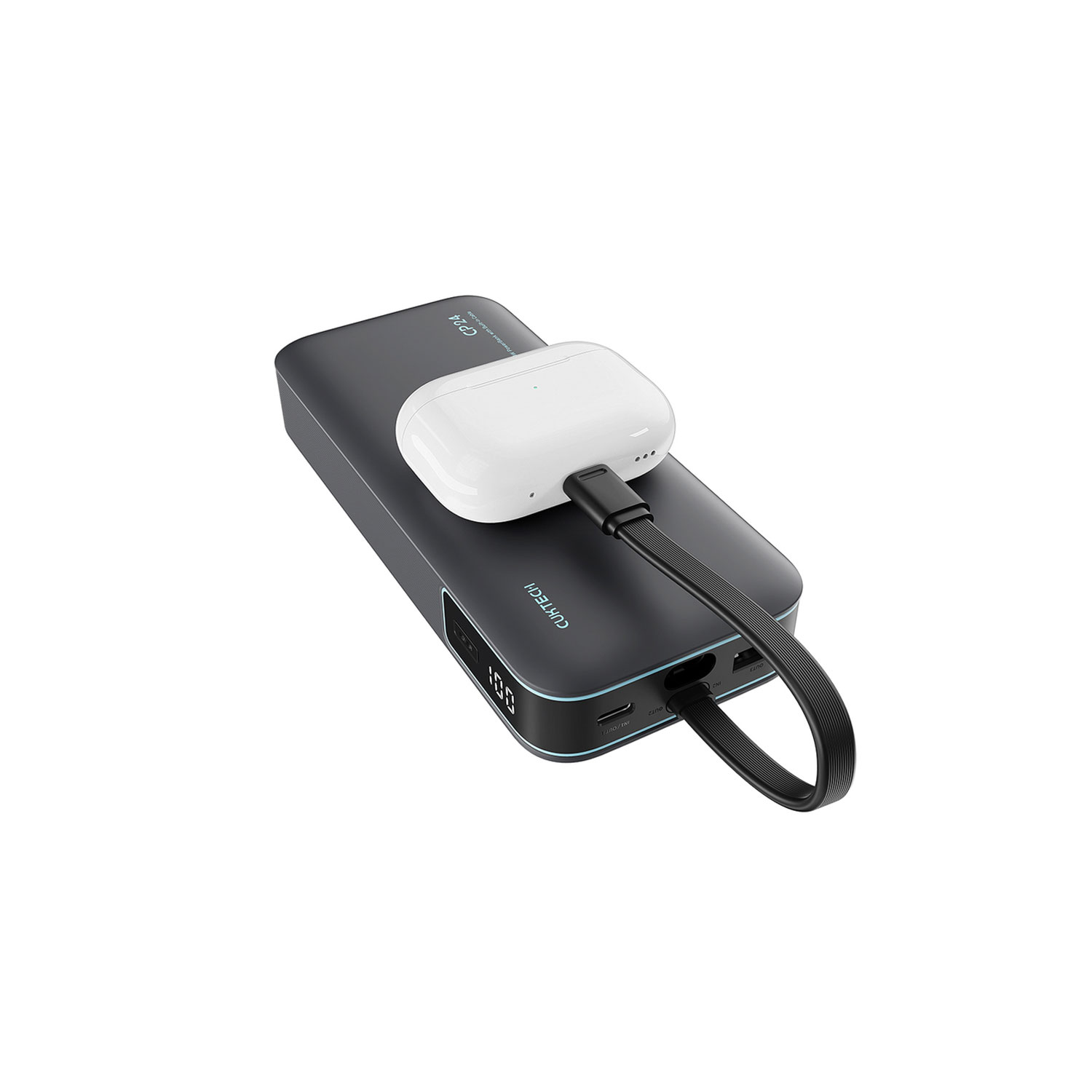 POWER BANK CUKTECH CP24 10000MAH 40W CON CABLE INTEGRADO CARGA RÁPIDA GRIS - 2