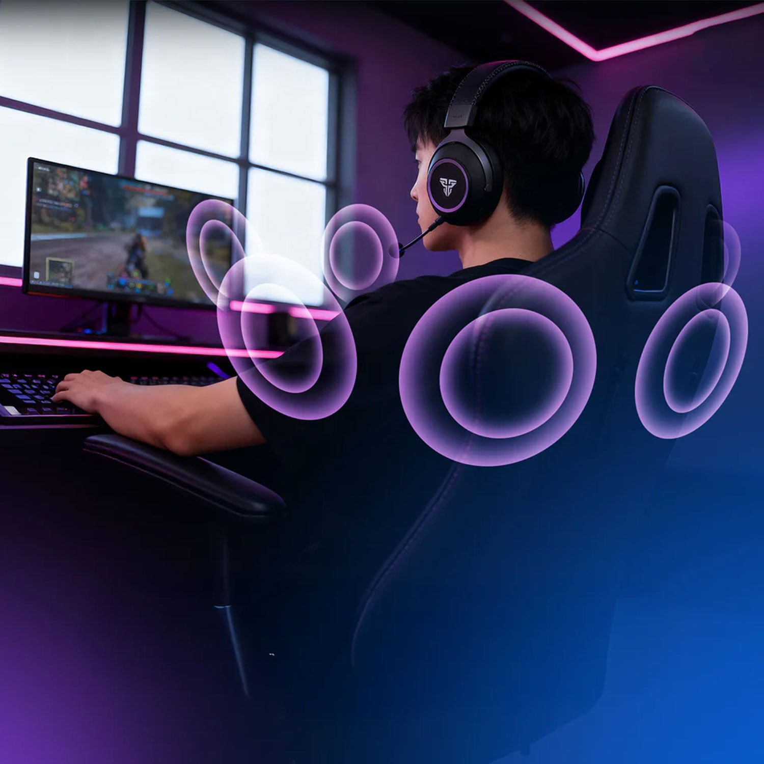 AUDÍFONOS GAMER FANTECH ORBITA WIRELESS MULTI-PLATAFORMA WHG07 - 3