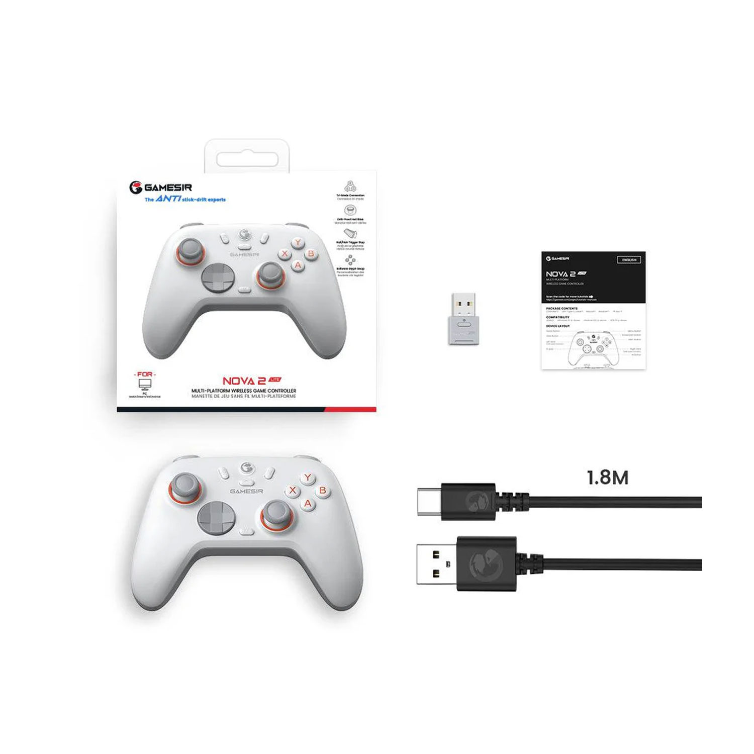 GAMEPAD GAMESIR NOVA 2 LITE INALÁMBRICO LUMINOUS WHITE - 6