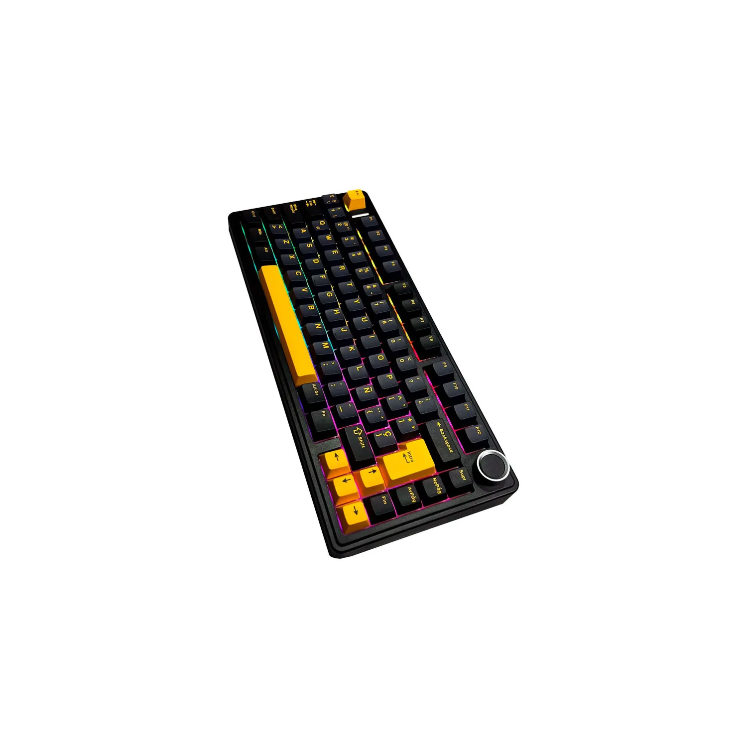 TECLADO GAMER AULA F75 RGB CABLEADO INGLÉS PINK SWITCH NEGRO/AMARILLO - 2