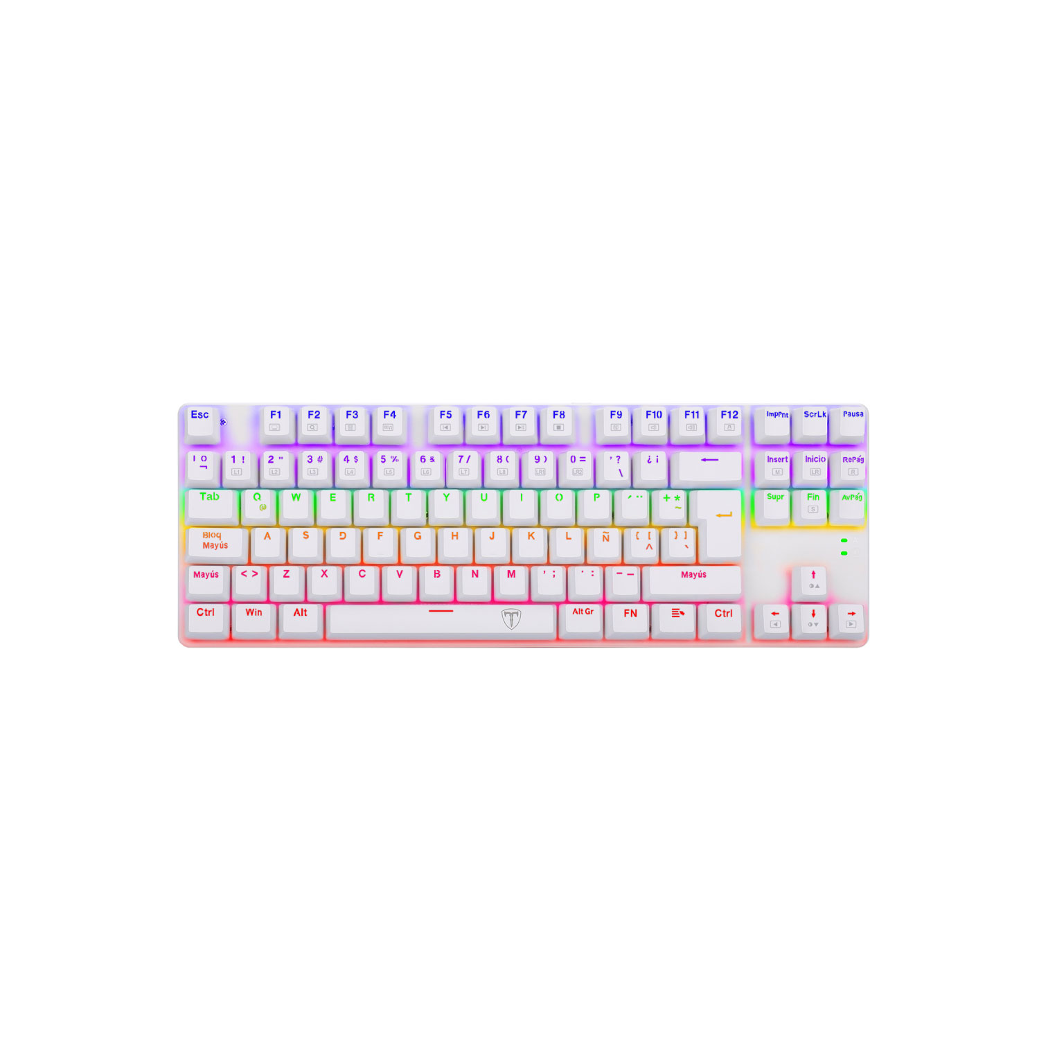 TECLADO GAMER T-DAGGER BORA LITE RAINBOW ESPAÑOL RED SWITCH BLANCO - 1