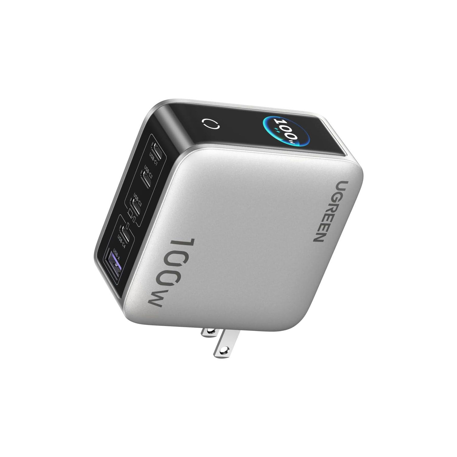 CARGADOR DE PARED UGREEN 100W GAN 5 PUERTOS CON SMART DISPLAY X773-65619B - 2