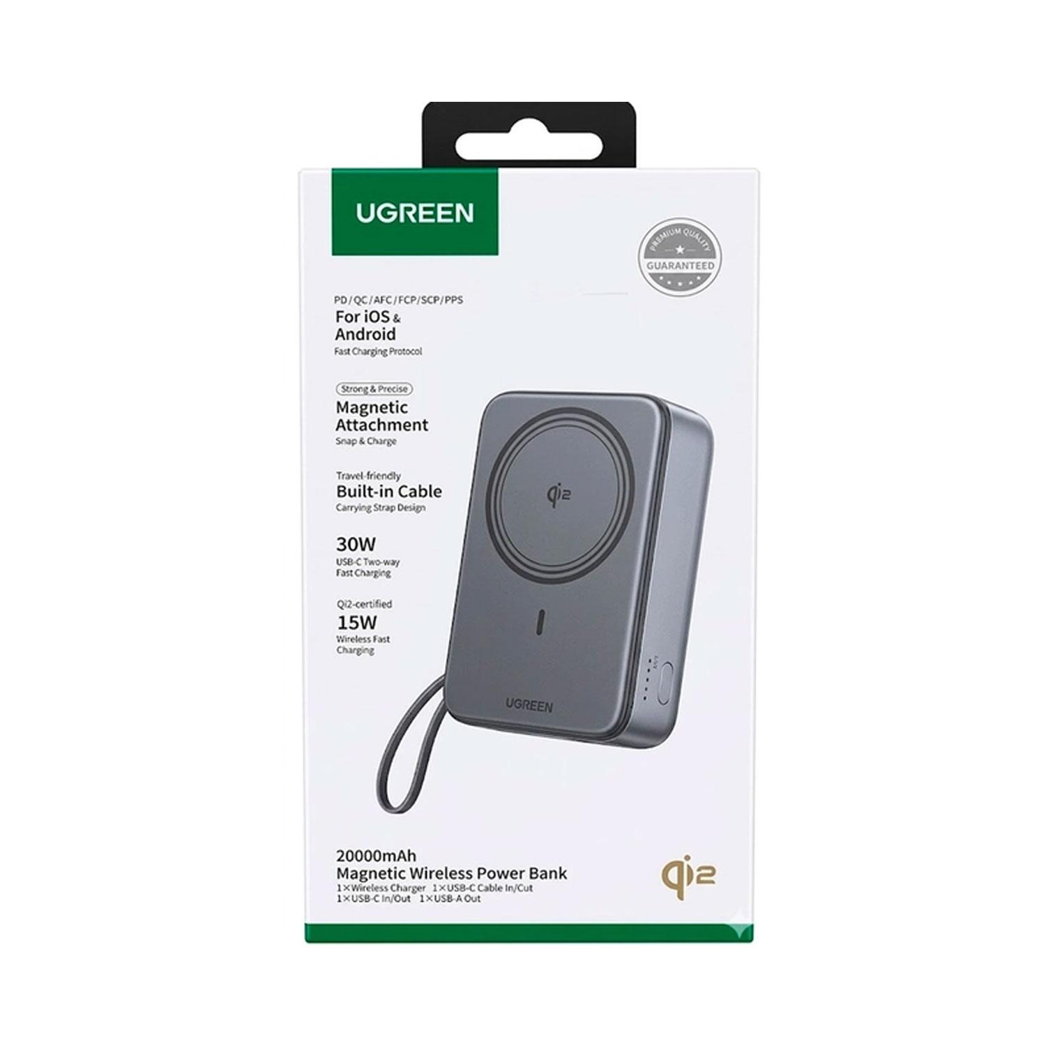 POWER BANK MAGNÉTICO INALÁMBRICO UGREEN 15W 20000 MAH PB567-55450B - 4