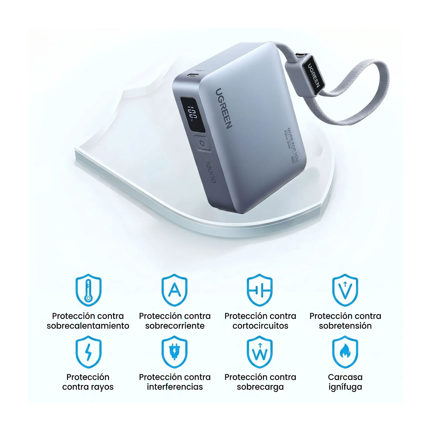 POWER BANK UGREEN 33W CARGA RÁPIDA PORTÁTIL 10000 MAH PB584-75173B - 3