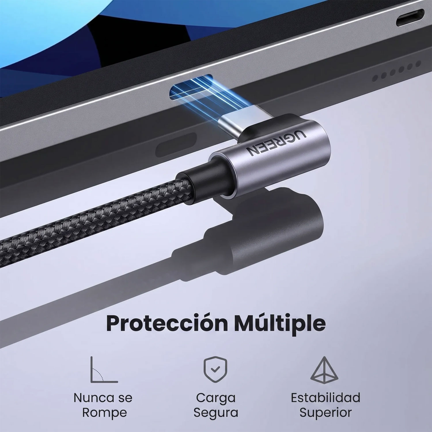 CABLE USB-C A USB-C UGREEN TIPO L 240W 1M NEGRO L536-85225 - 2