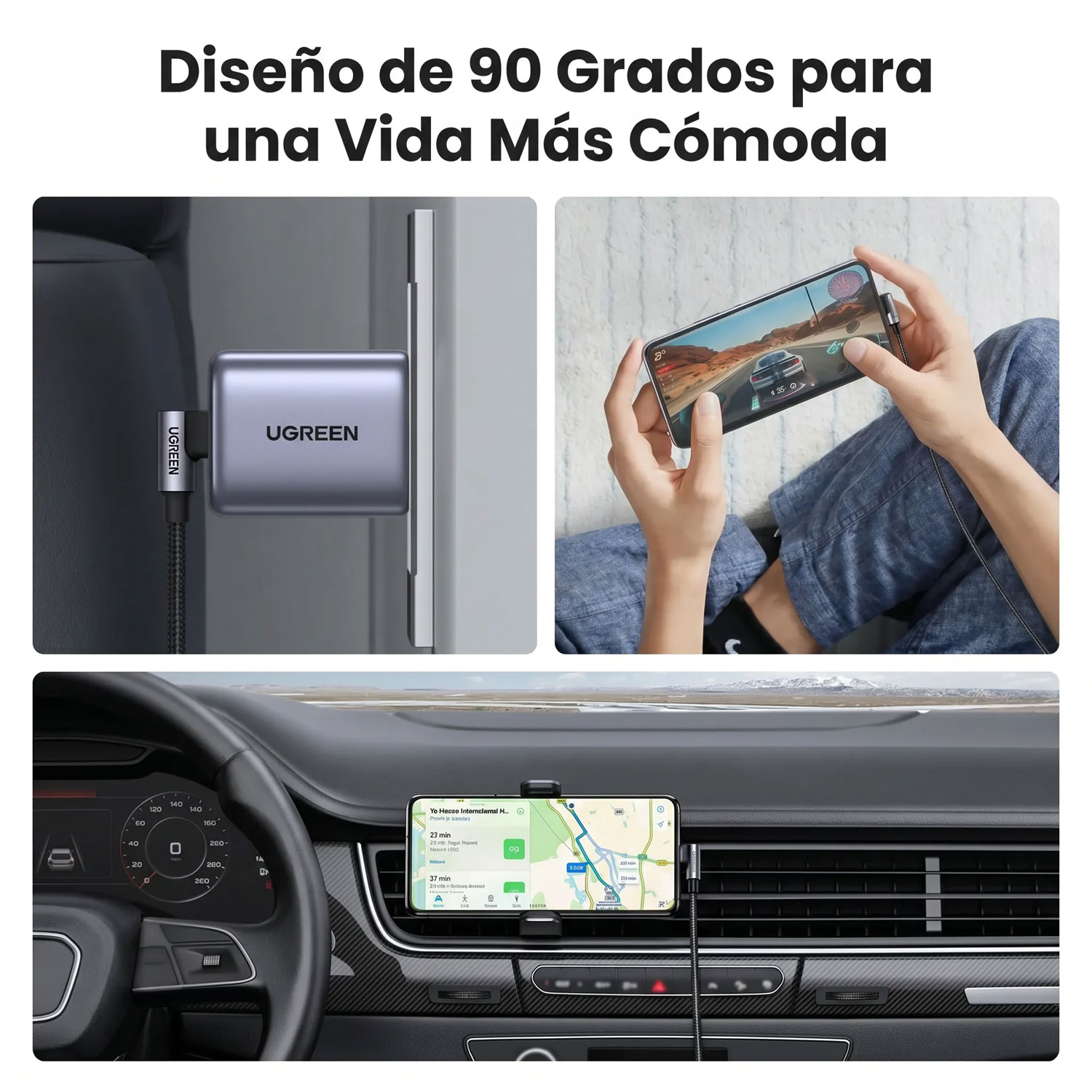 CABLE USB-C A USB-C UGREEN TIPO L 240W 1M NEGRO L536-85225 - 6