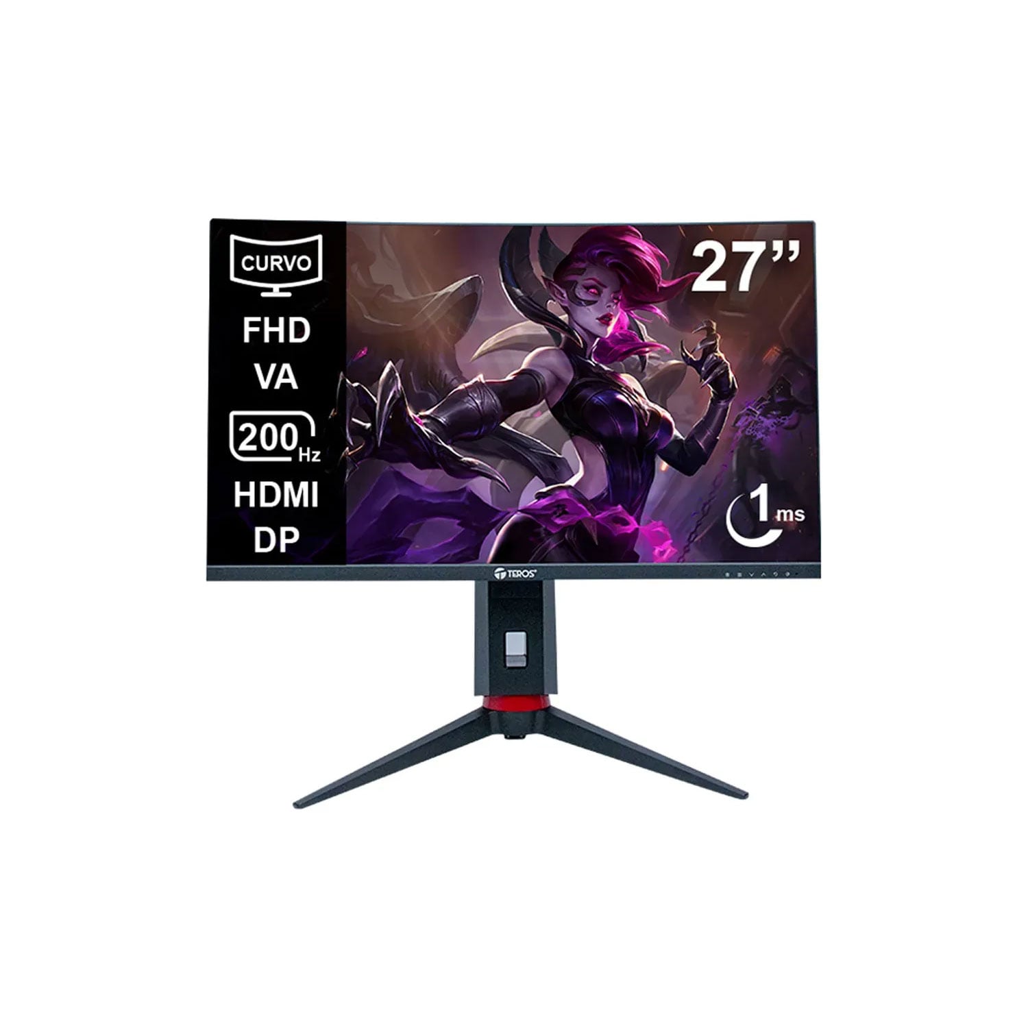 MONITOR CURVO TEROS TE-2788G 27' FHD 1920X1080 R1500 2 HDMI + DISPLAYPORT NEGRO - 1