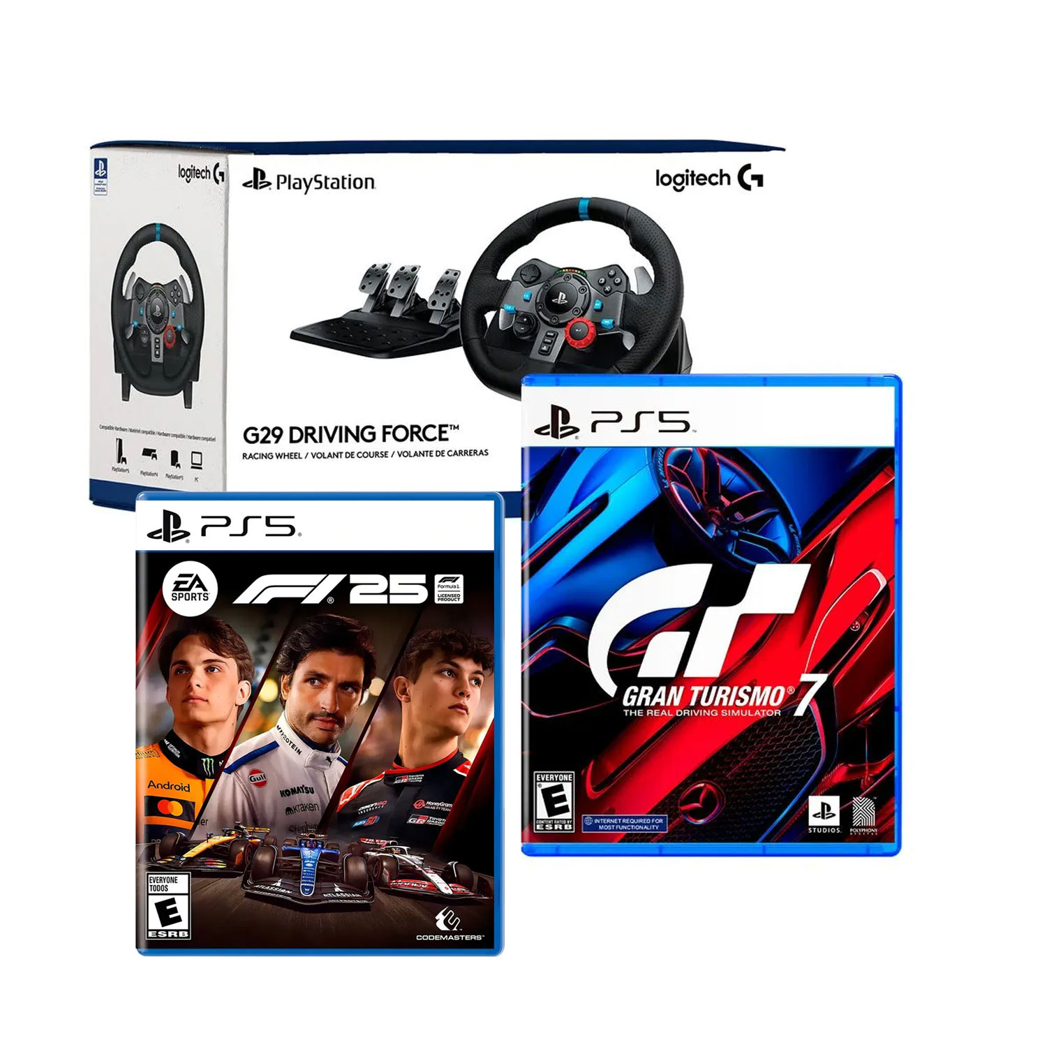 VOLANTE LOGITECH G29 CON PEDALES + GRAN TURISMO 7 + F1 2025 PLAYSTATION 5 - 1