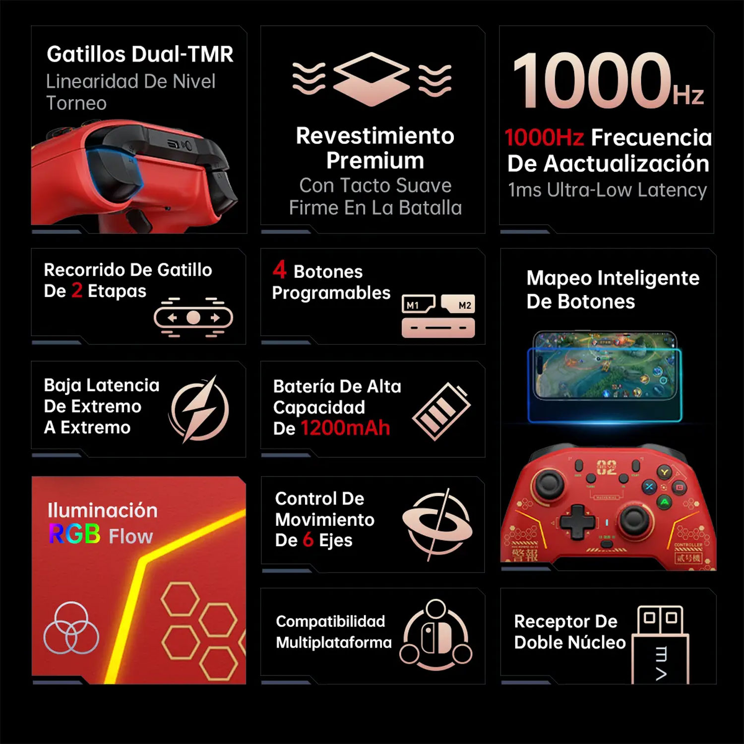 GAMEPAD MACHENIKE G6 V2 PREMIUM EDITION ROJO - 4