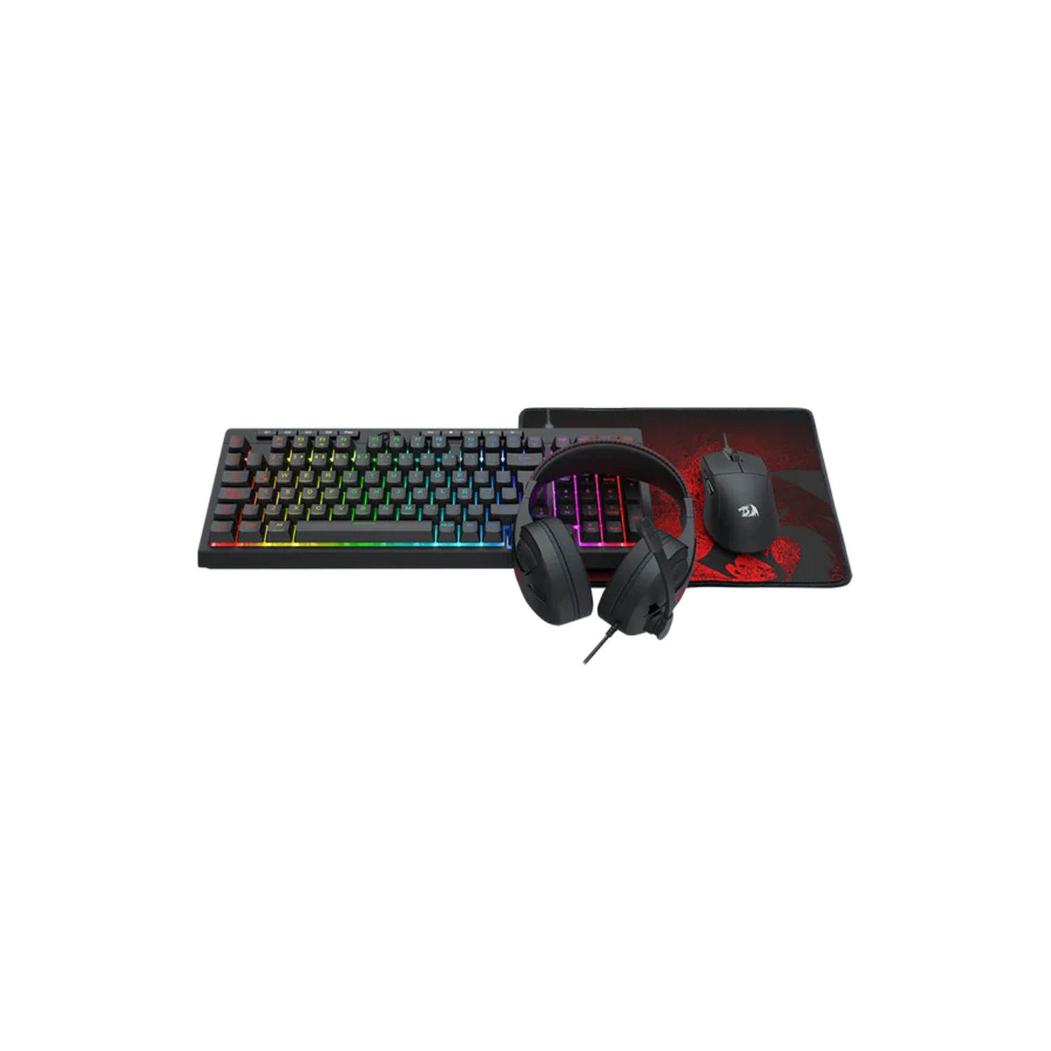 COMBO GAMER REDRAGON 4 EN 1 S147-SP TECLADO K515 + MOUSE M724 + AUDÍFONOS H211 + MOUSE PAD P016 - 2