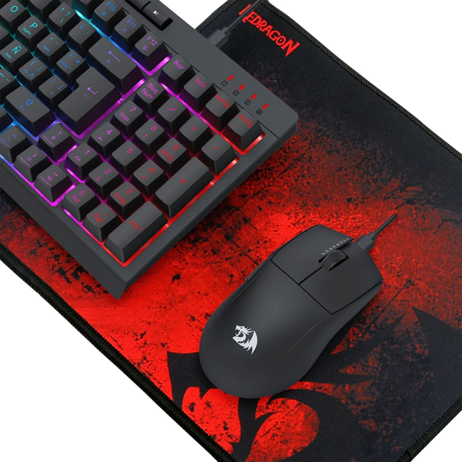 COMBO GAMER REDRAGON 4 EN 1 S147-SP TECLADO K515 + MOUSE M724 + AUDÍFONOS H211 + MOUSE PAD P016 - 4