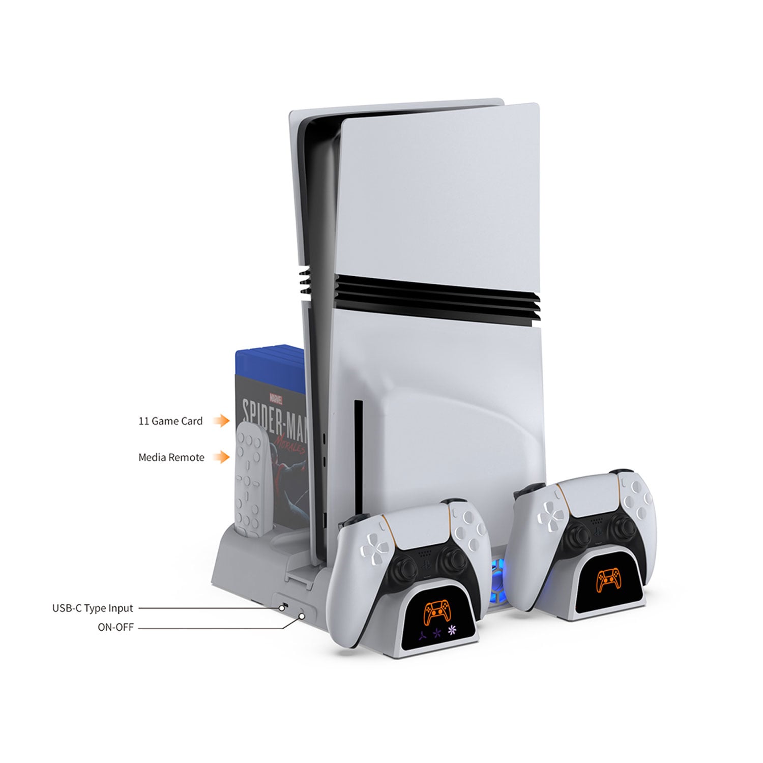 BASE MULTIFUNCIONAL DOBE CON REFRIGERACIÓN Y CARGA PARA PS5 PS5 SLIM Y PS5 PRO TP5-3532D-WHITE - 1