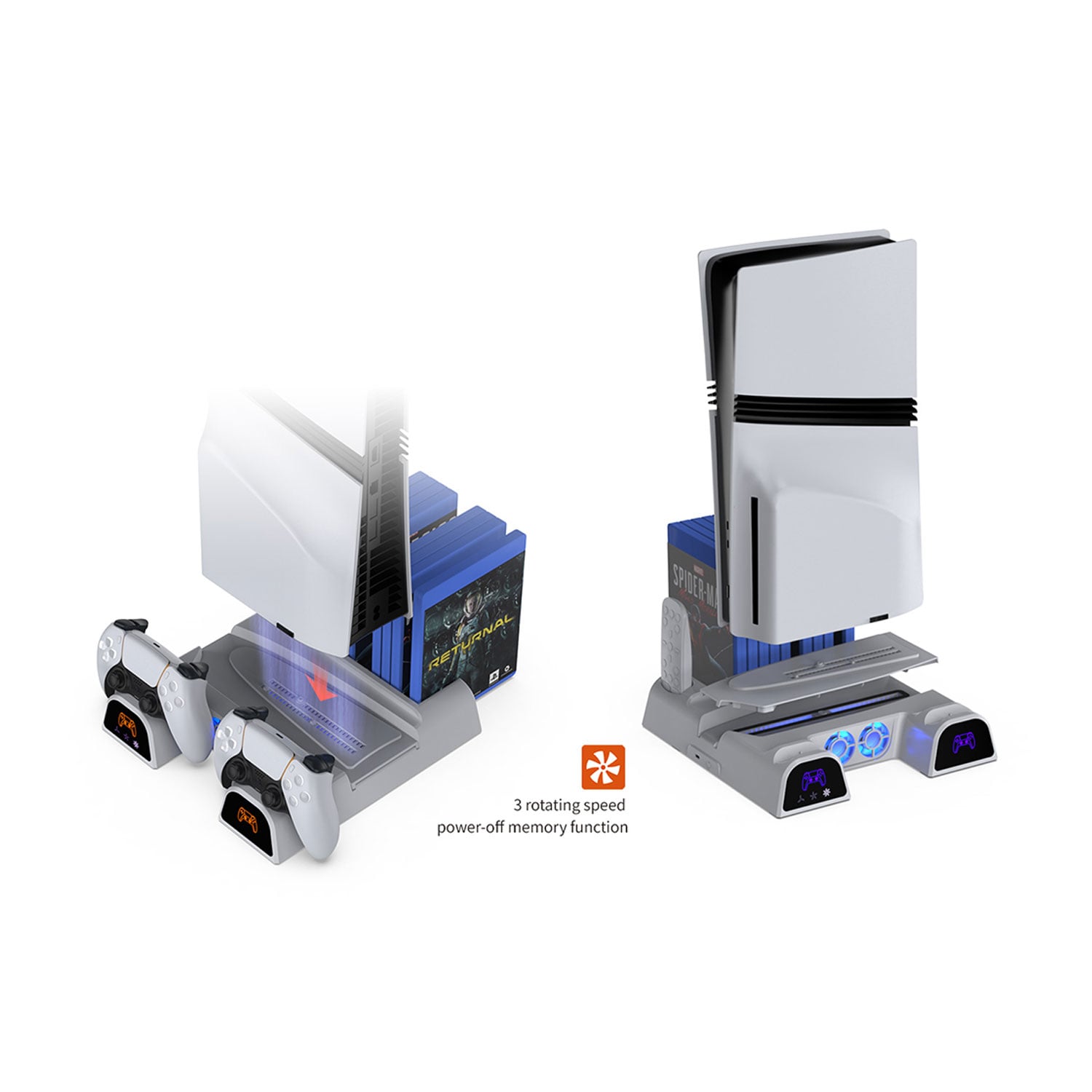 BASE MULTIFUNCIONAL DOBE CON REFRIGERACIÓN Y CARGA PARA PS5 PS5 SLIM Y PS5 PRO TP5-3532D-WHITE - 3