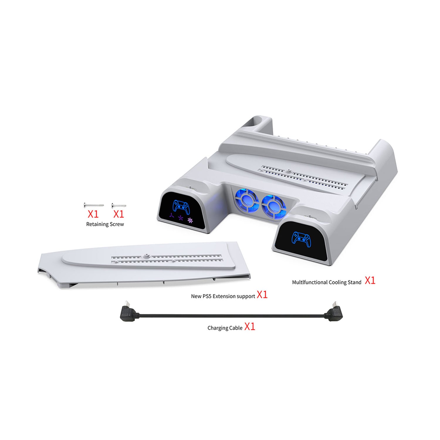 BASE MULTIFUNCIONAL DOBE CON REFRIGERACIÓN Y CARGA PARA PS5 PS5 SLIM Y PS5 PRO TP5-3532D-WHITE - 5