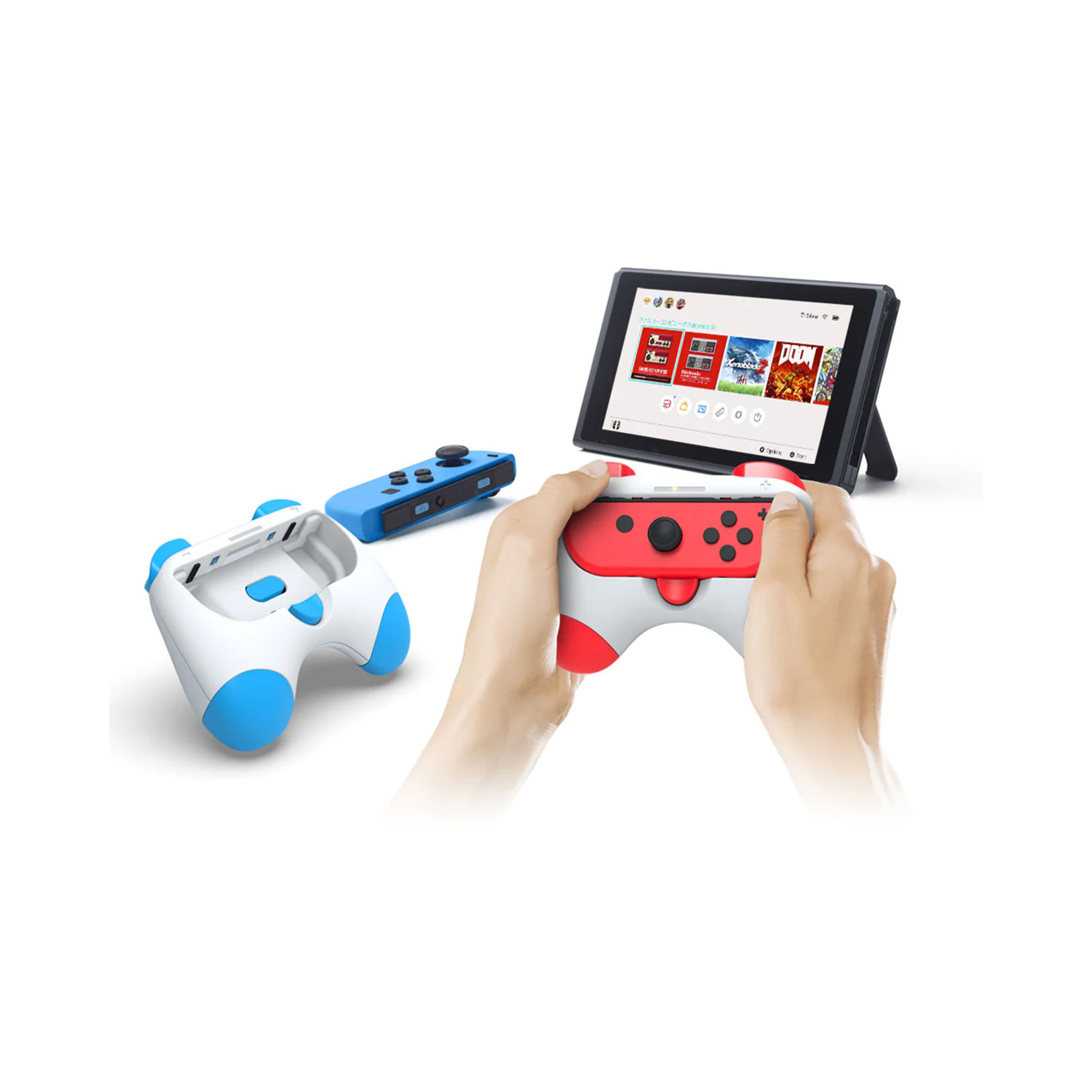 GRIP PARA JOY-CON DOBE PARA NINTENDO SWITCH OLED COLOR ROJO/AZUL TNS-2130 - 4