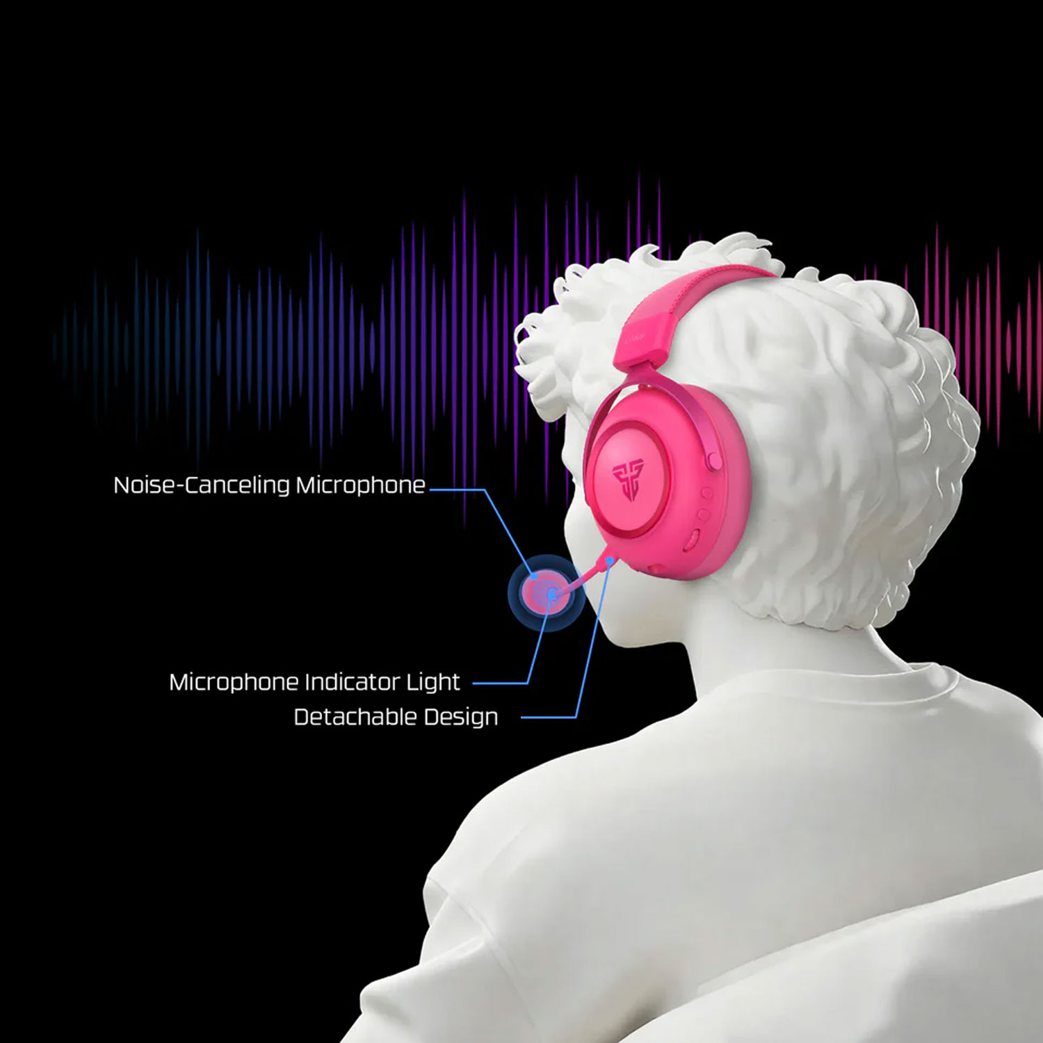 AUDÍFONOS GAMER FANTECH ORBITA WIRELESS ROSA WHG07 - 3