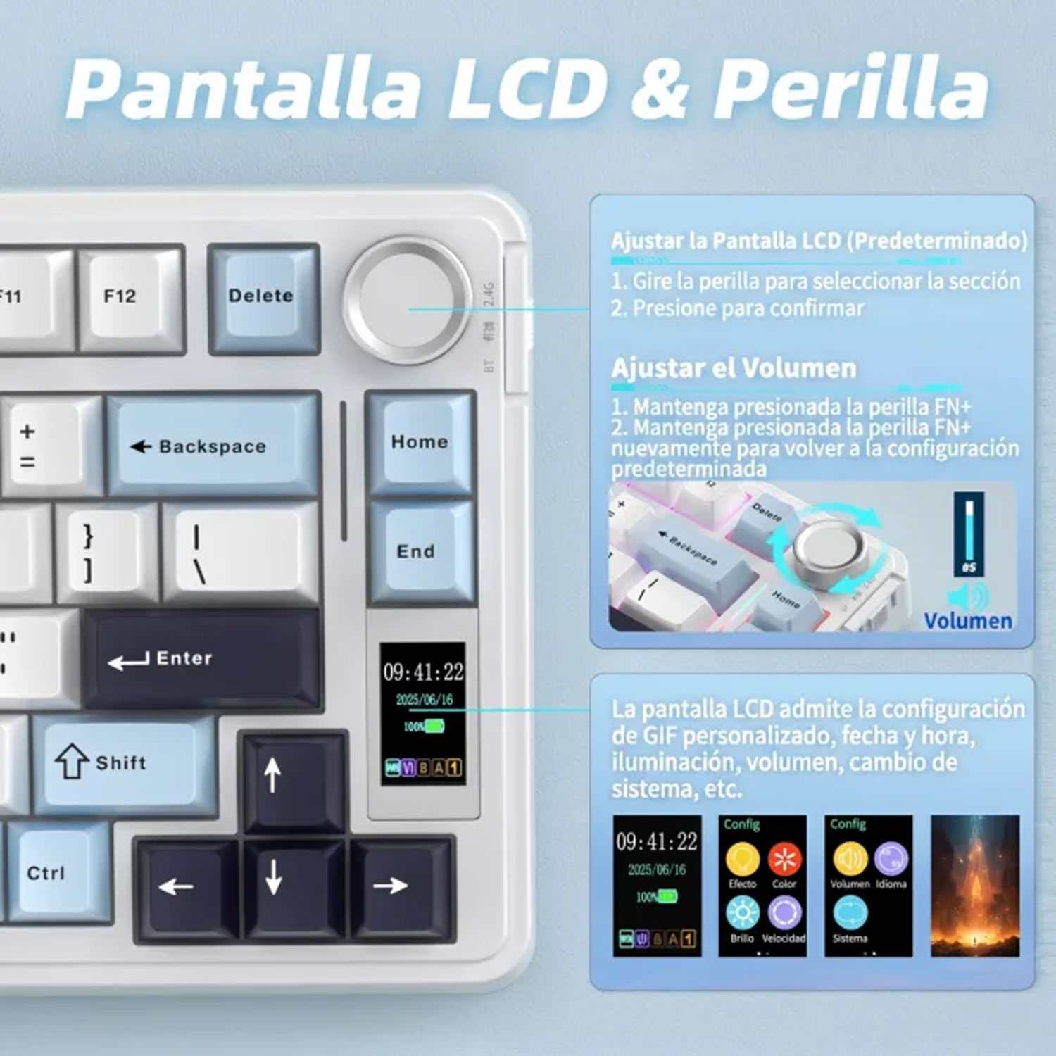 TECLADO GAMER AULA S75 PRO INALÁMBRICO INGLÉS SEIYA SWITCH NEGRO/BLANCO/MORADO - 3