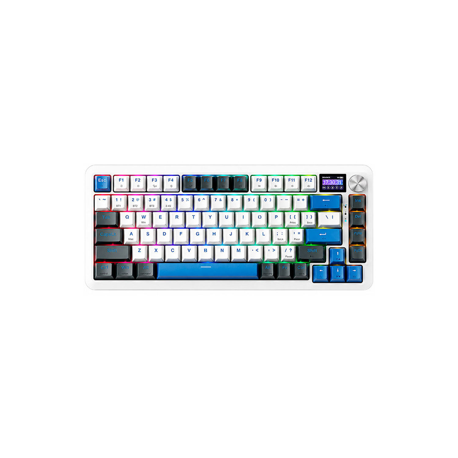 TECLADO GAMER MACHENIKE K500F B81W TRI-MODE RGB SILVER SWITCH NAVY - 1