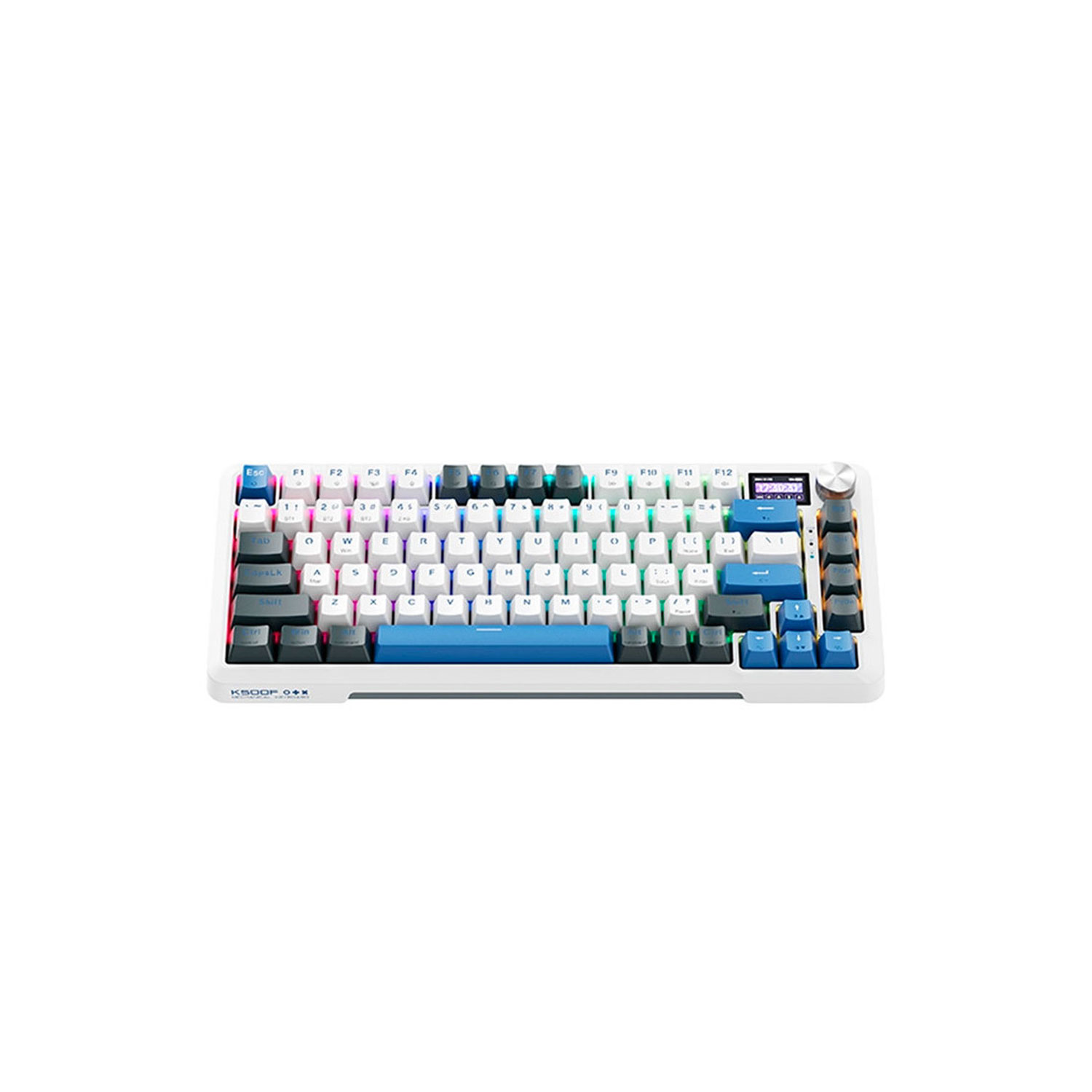 TECLADO GAMER MACHENIKE K500F B81W TRI-MODE RGB SILVER SWITCH NAVY - 2