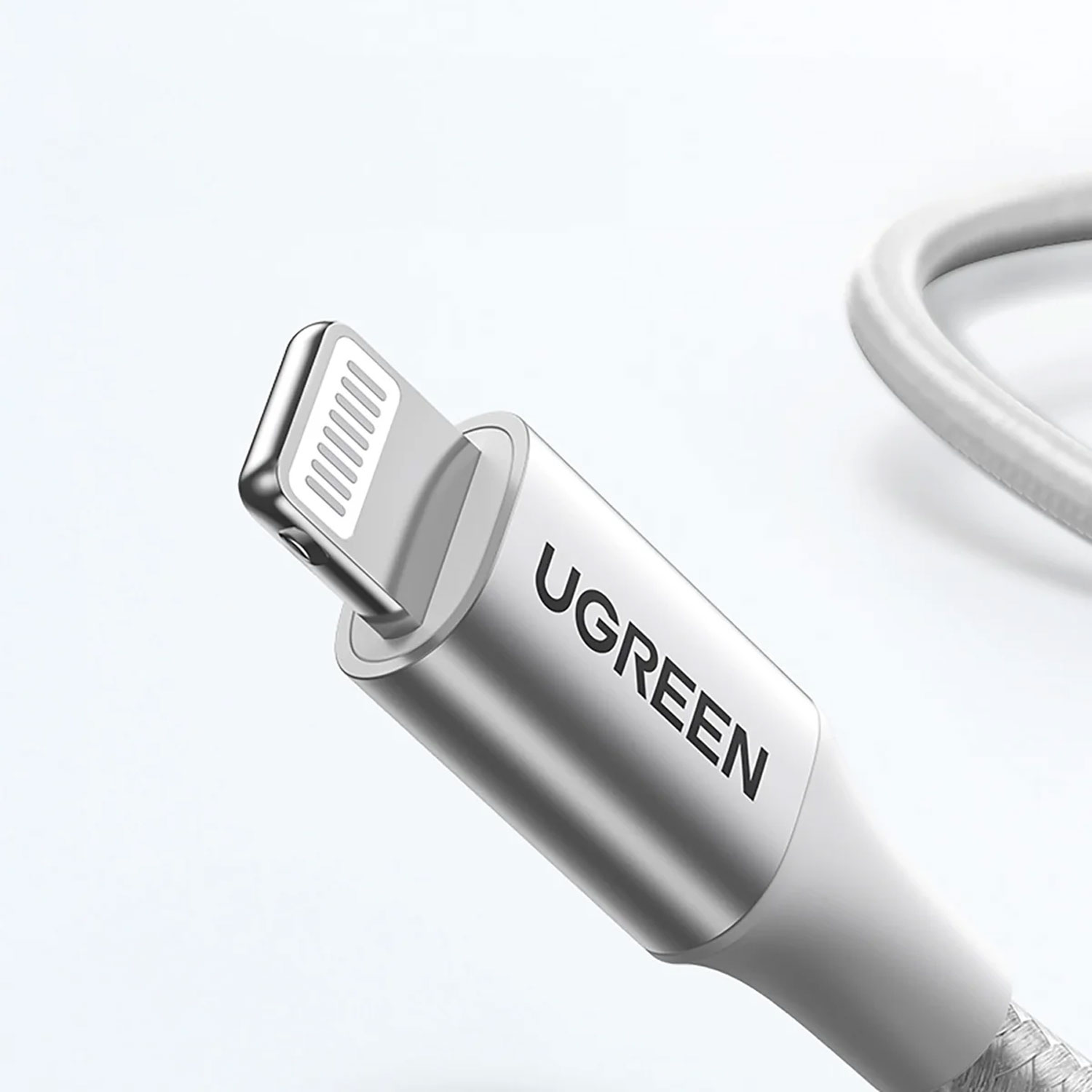 CABLE USB-C A LIGHTNING UGREEN TRENZADO 1M PLATA 70523 - 2