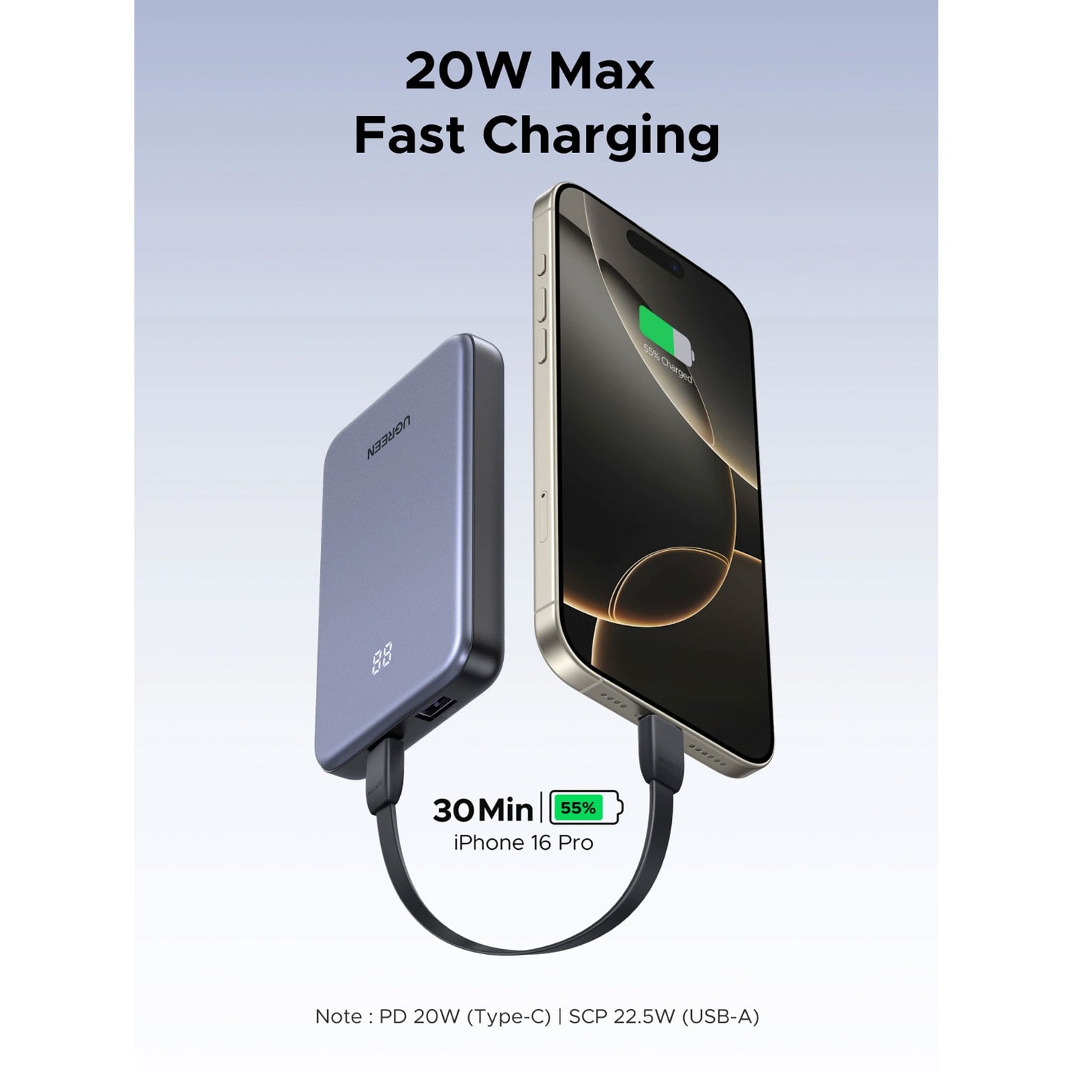 POWER BANK UGREEN 10000MAH 20W CARGA RÁPIDA BIDIRECCIONAL PB507-75131B - 3