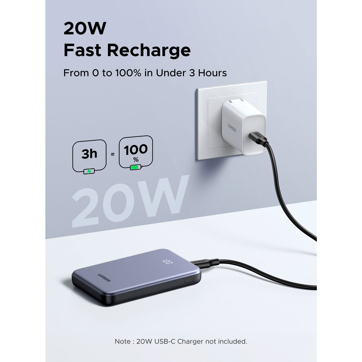 POWER BANK UGREEN 10000MAH 20W CARGA RÁPIDA BIDIRECCIONAL PB507-75131B - 6