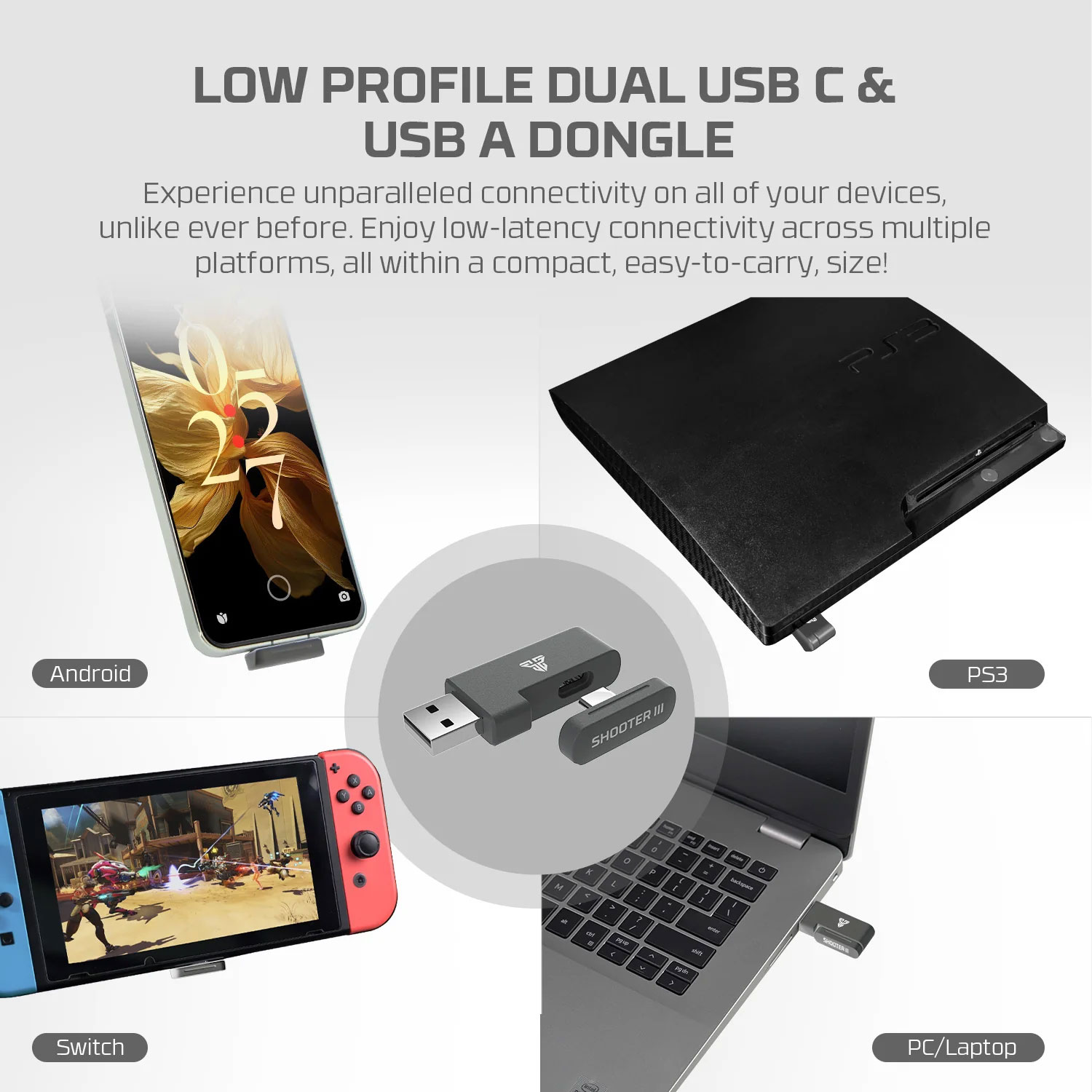 GAMEPAD FANTECH SCOOTER III WIRELESS INALÁMBRICO GRIS - 5