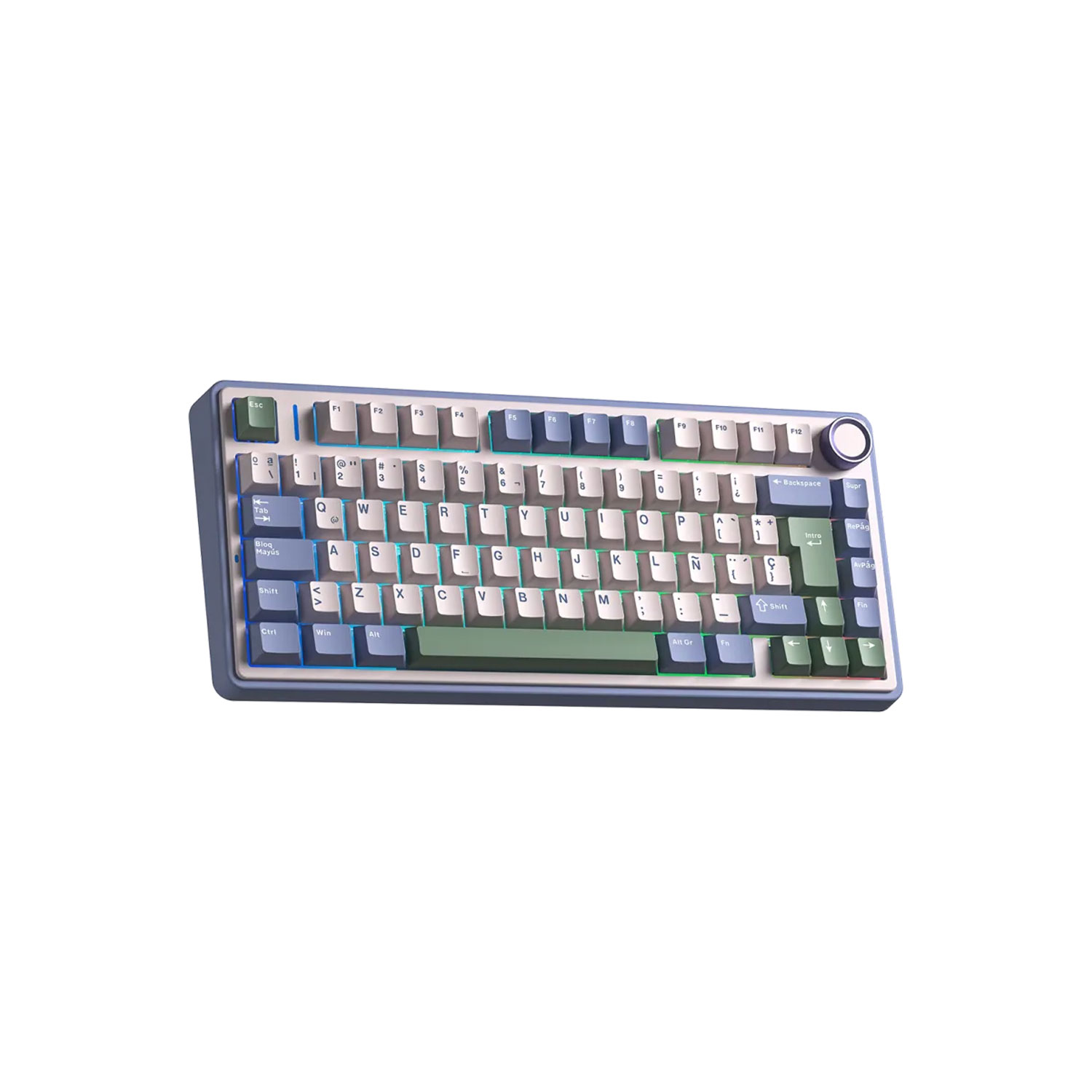 TECLADO GAMER AULA F75 RGB INALÁMBRICO ESPAÑOL REAPER SWITCH PURPLE/BEIGE/GREEN - 2