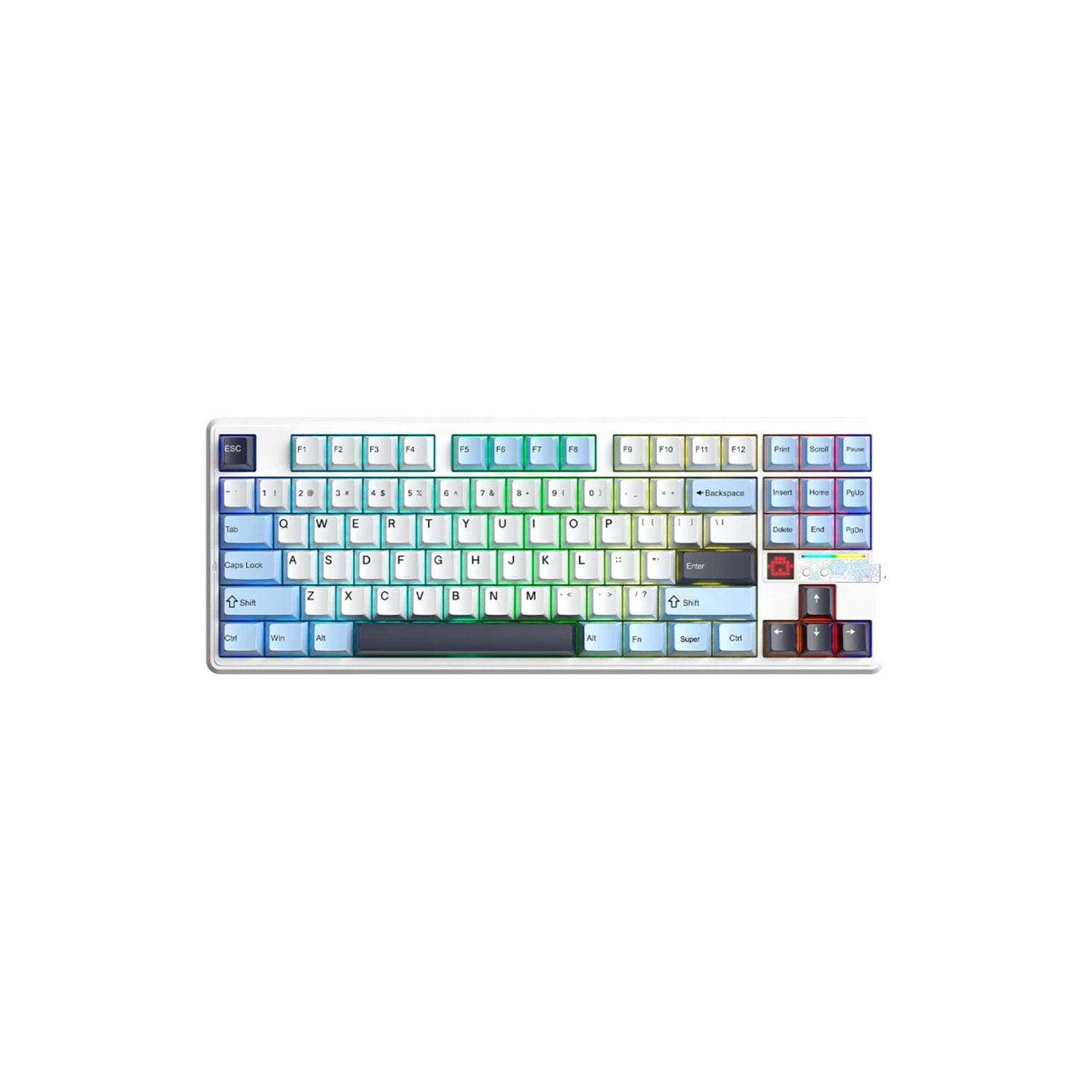 TECLADO GAMER AULA F87 PRO V2 INALÁMBRICO INGLÉS STAR VECTOR SWITCH WHITE/BLUE/DARK PURPLE - 1