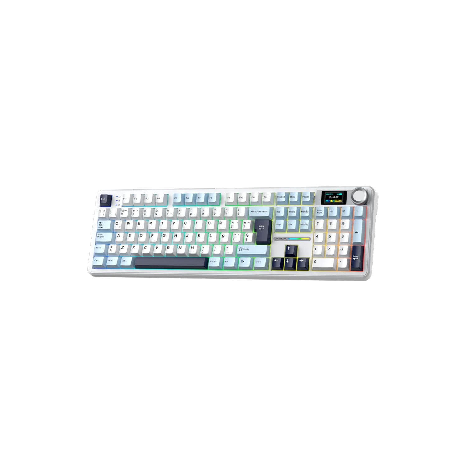 TECLADO GAMER AULA F108 PRO INALÁMBRICO ESPAÑOL REAPER SWITCH BLUE/WHITE/DARK PURPLE - 2
