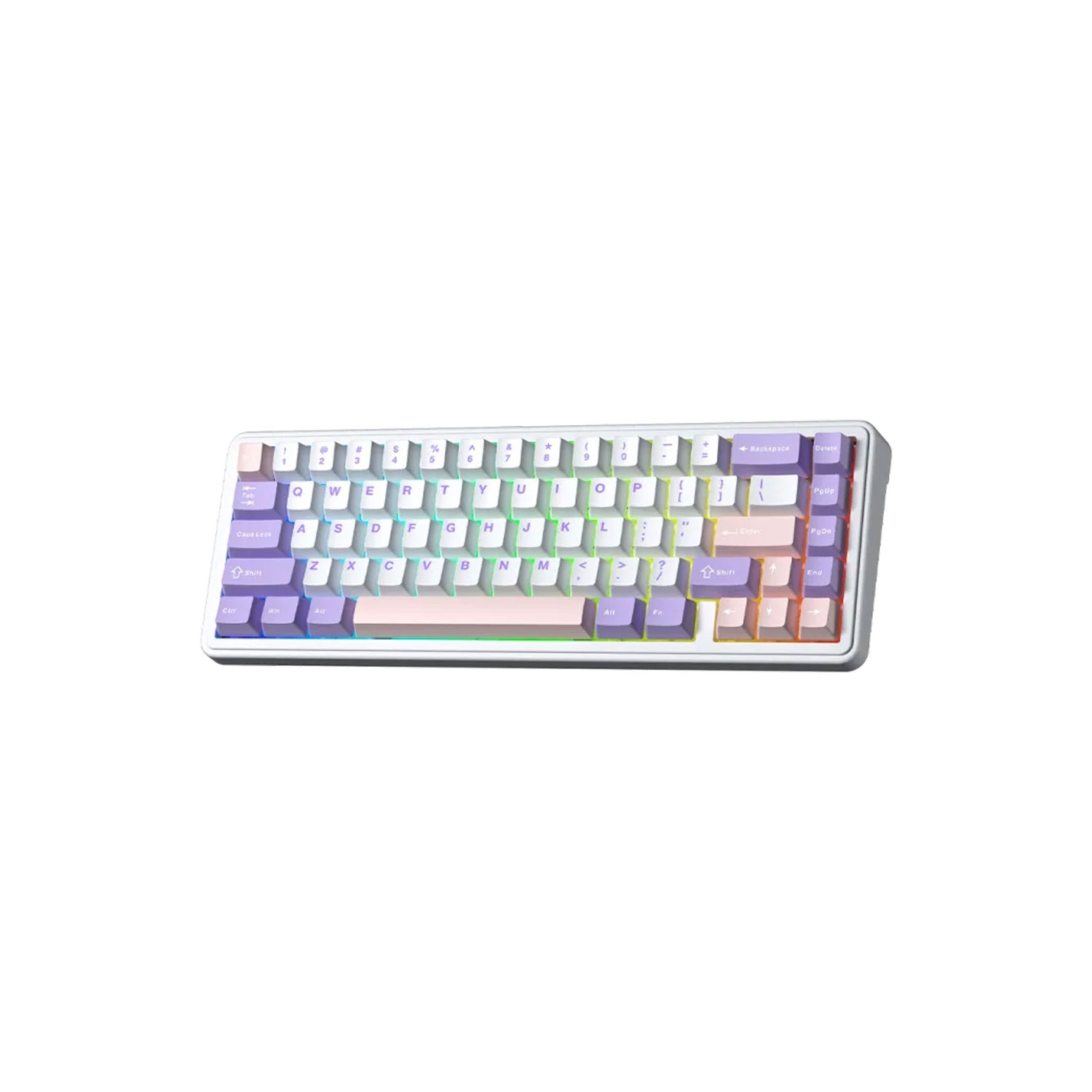 TECLADO GAMER AULA F65 INALÁMBRICO INGLÉS NIMBUS SWITCH V3 WHITE/PURPLE/PINK - 2