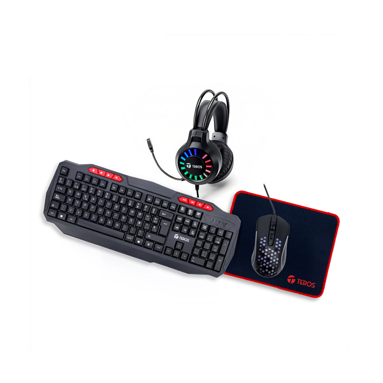 COMBO MULTIMEDIA TEROS 4 EN 1 TECLADO MOUSE MOUSEPAD AUDIFONOS TE-5014S - 1