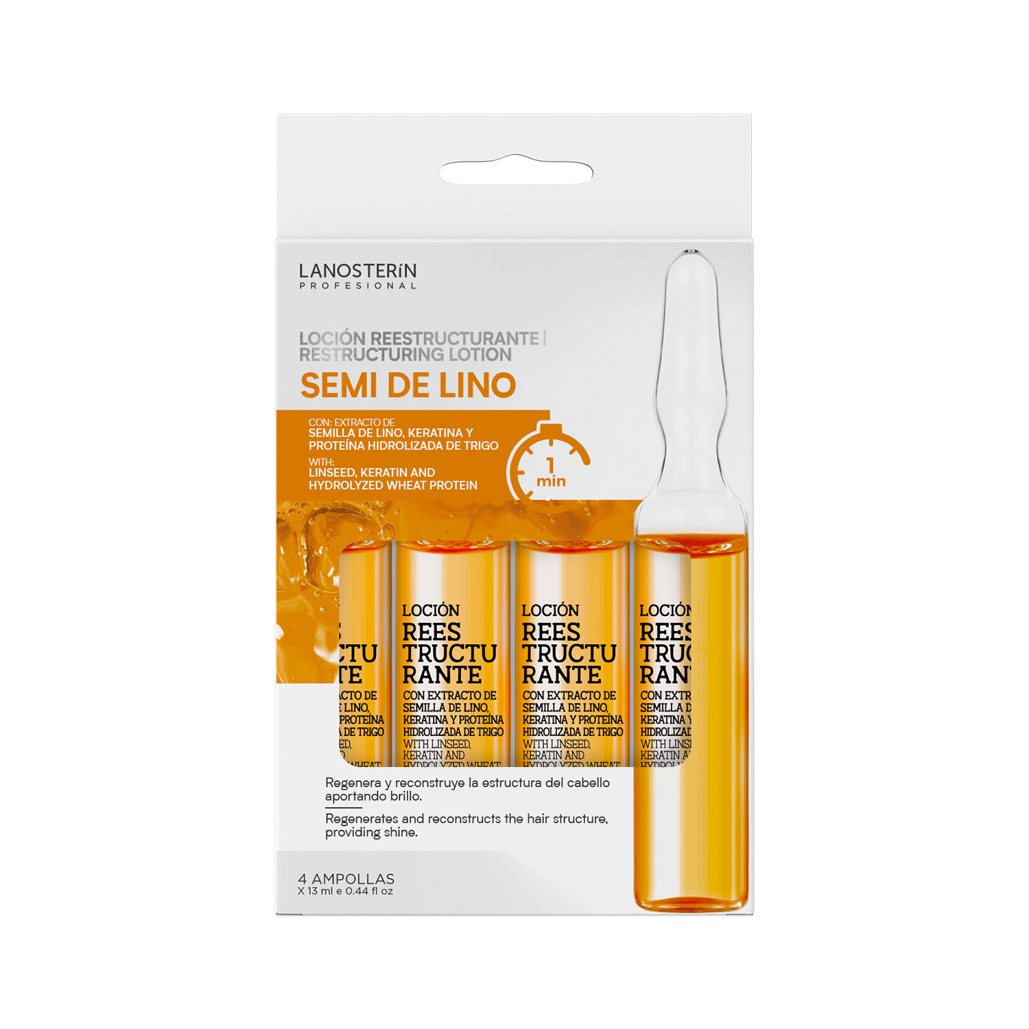 AMPOLLA LANOSTERÍN SEMI DE LINO LOCIÓN REESTRUCTURANTE CAJA X 4 UND - 1