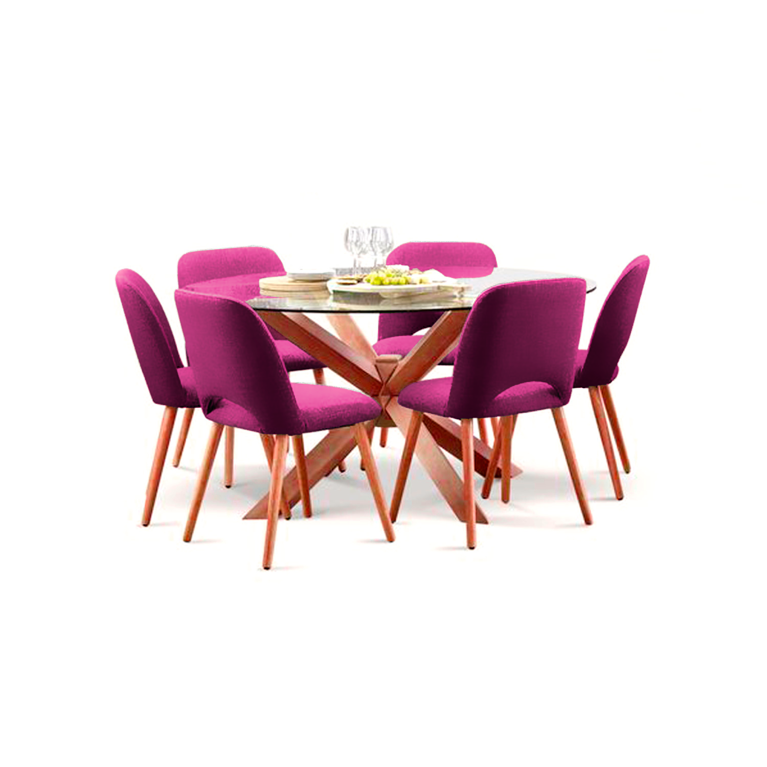 JUEGO COMEDOR HOME PREMIUM CATALEYA 6 SILLAS MARRÓN - 1
