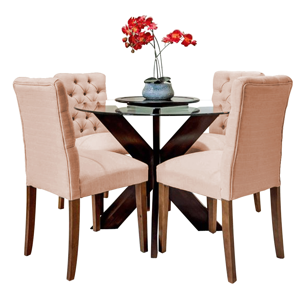 JUEGO COMEDOR HOME PREMIUM NAIROBI 4 SILLAS ROSADO - 1