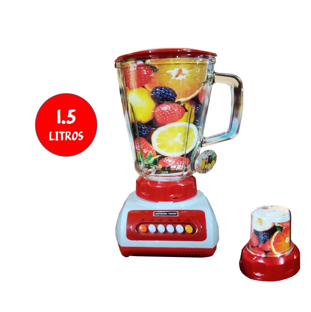 LICUADORA NATIONAL TURBO CON DOBLE VASO DE VIDRIO TEMPLADO 900W - ROJO - 1