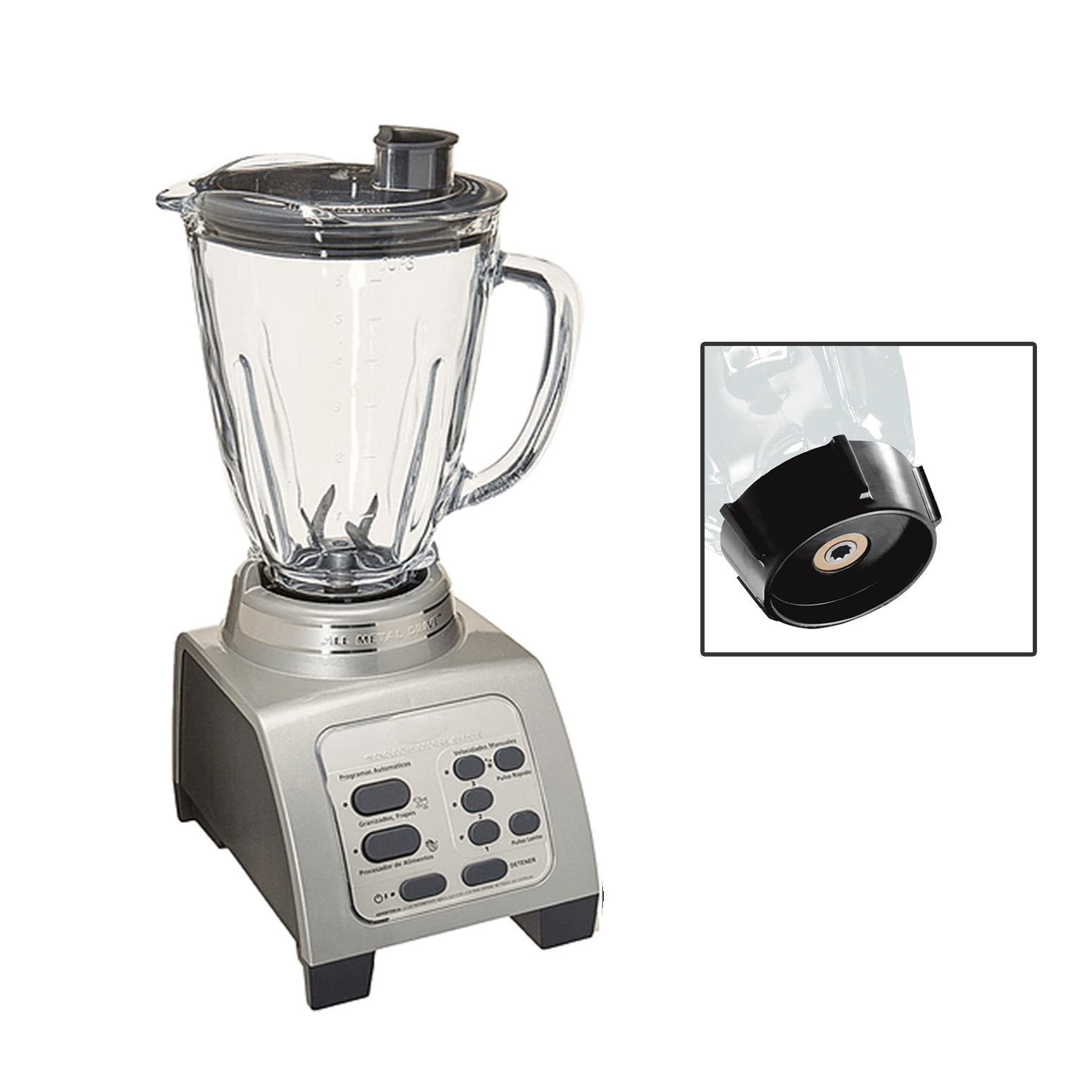 LICUADORA FOSTERIER CON MOTOR REVERSIBLE VASO DE VIDRIO TEMPLADO GRIS - 2