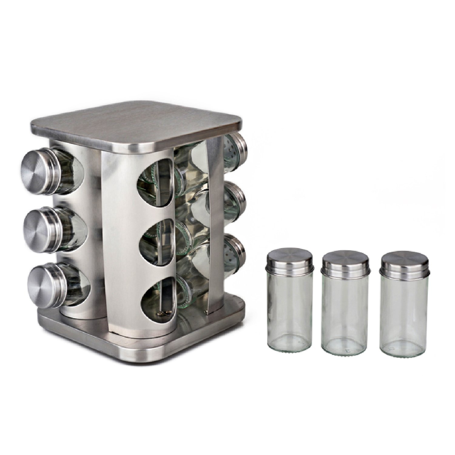 SET DE CONDIMENTEROS 12 FRASCOS CON BASE GIRATORIO MS-393 - 1