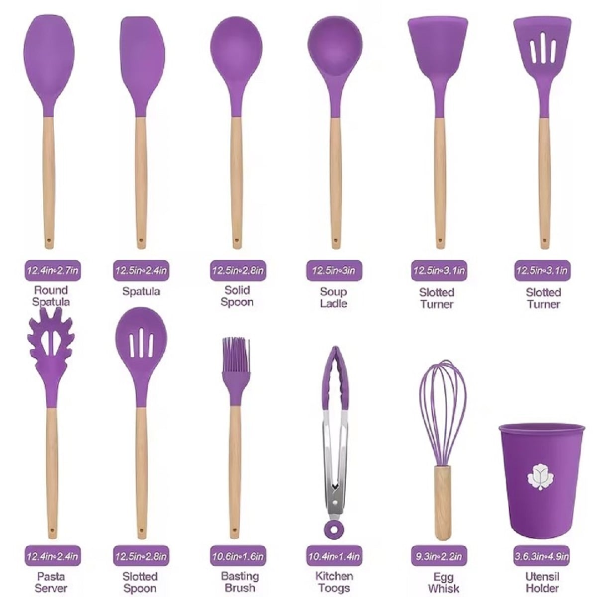 SET DE UTENSILIOS MULTIFUNCIONAL PARA COCINA DE SILICONA - LILA - 1