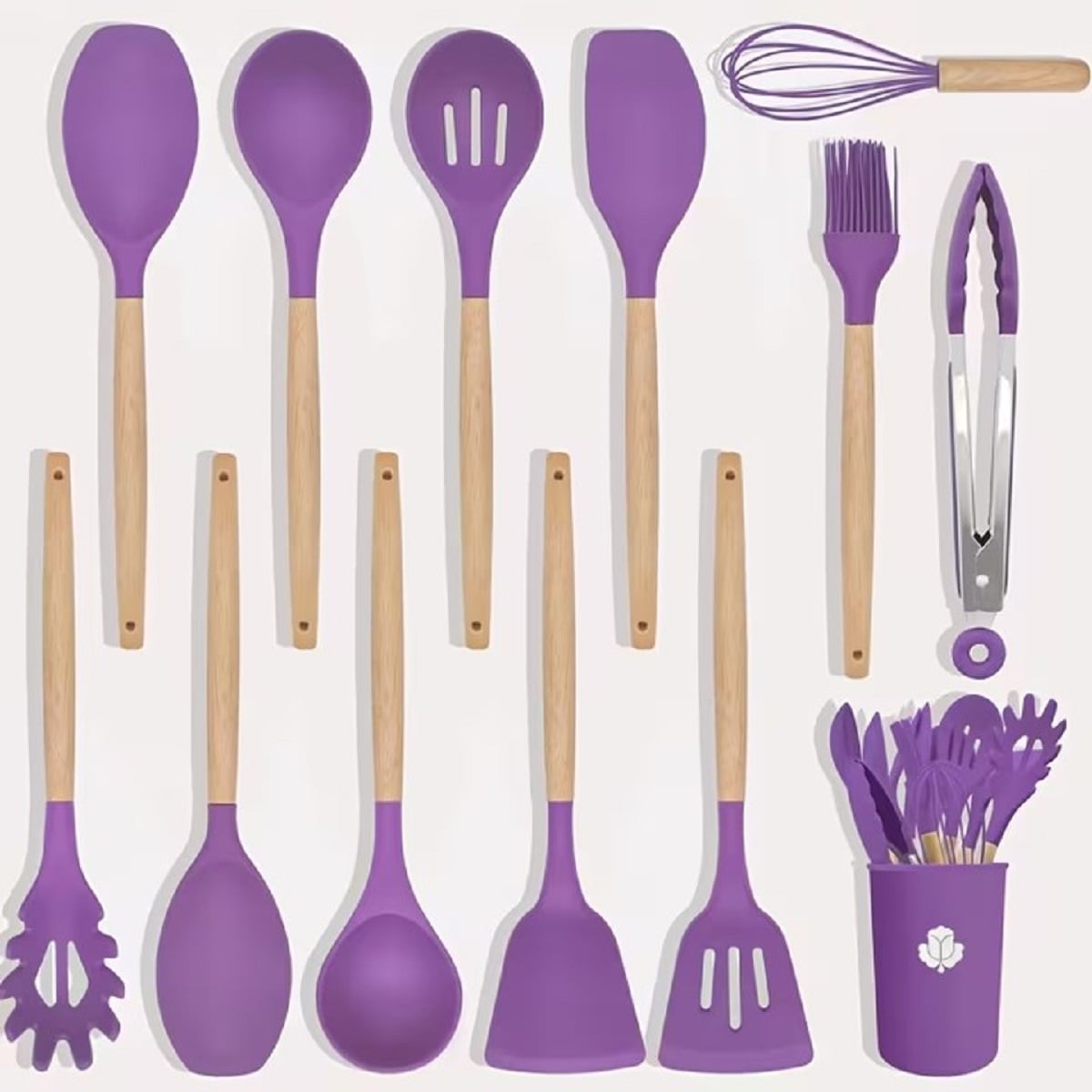 SET DE UTENSILIOS MULTIFUNCIONAL PARA COCINA DE SILICONA - LILA - 2