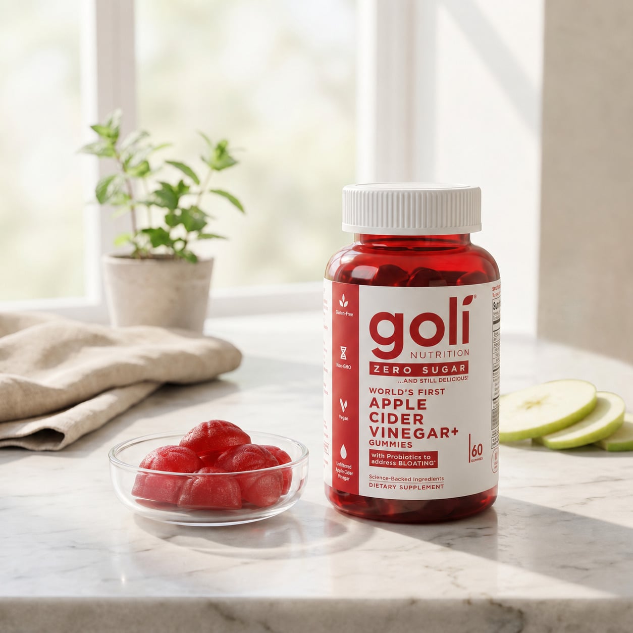 VINAGRE DE MANZANA SIN AZUCAR - GOLI - 60 GOMITAS - 6